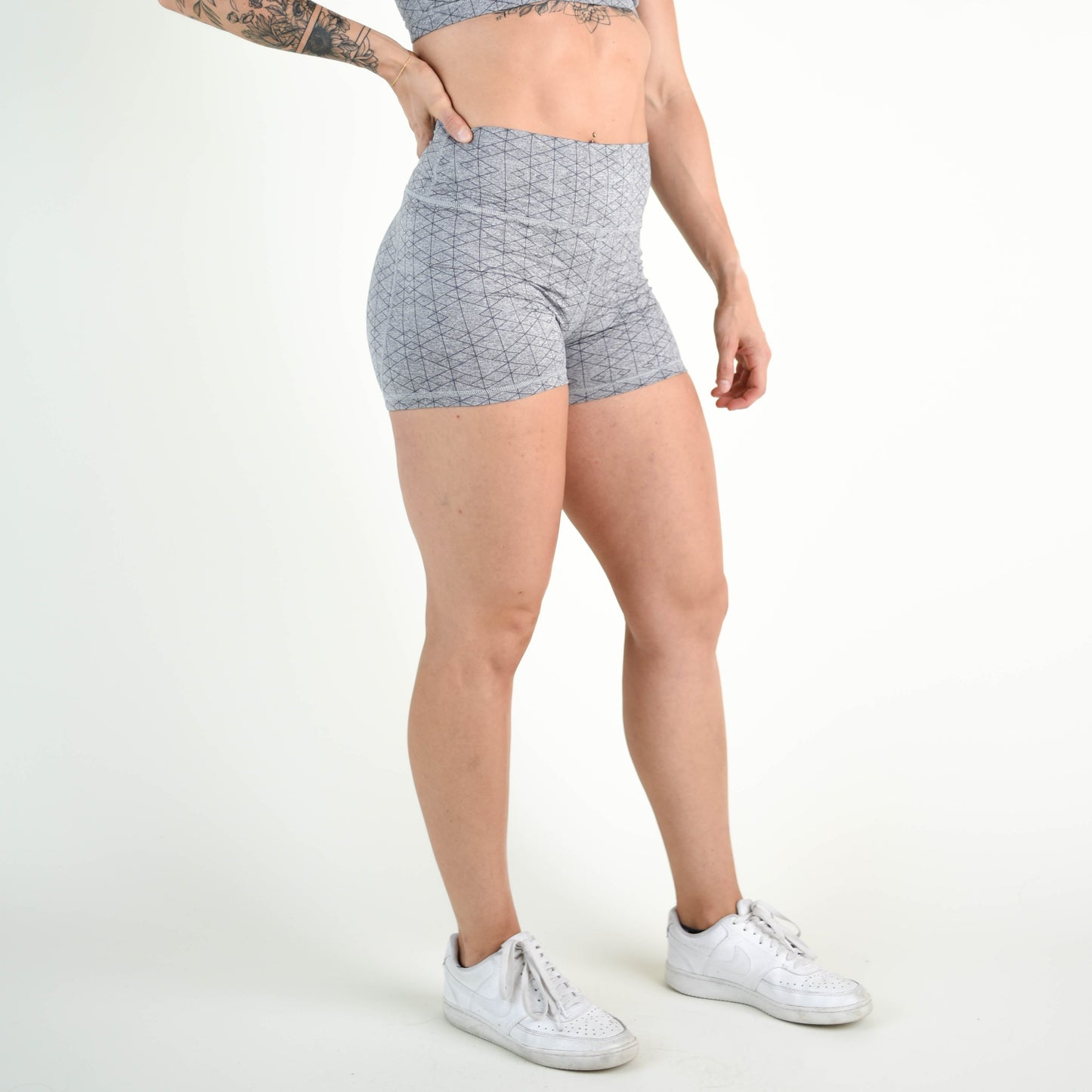 FLEO Heather Silver Geo Shorts (True High Contour)