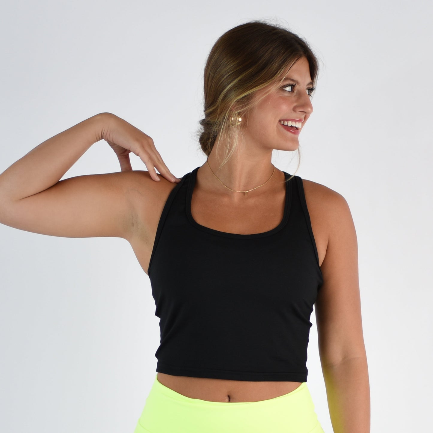 FLEO Racerback Crop Tank - Black