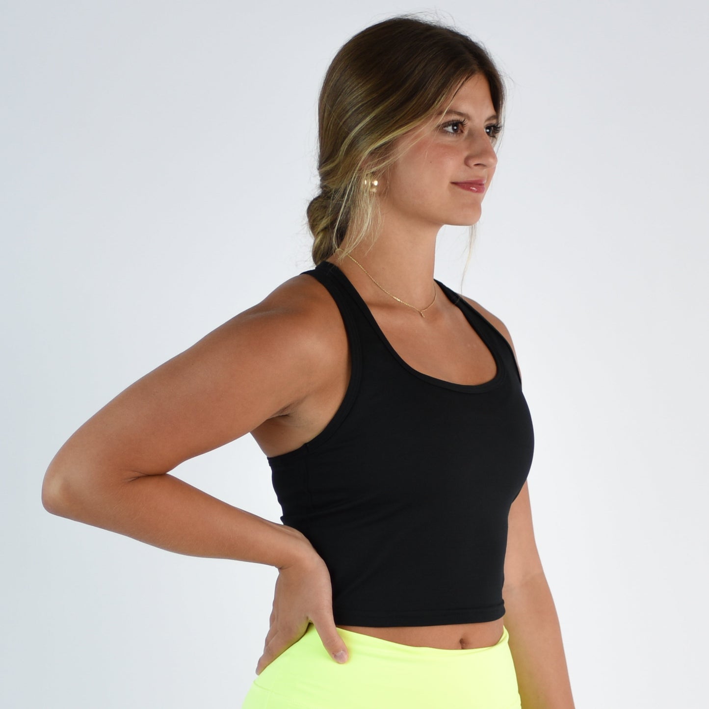 FLEO Racerback Crop Tank - Black