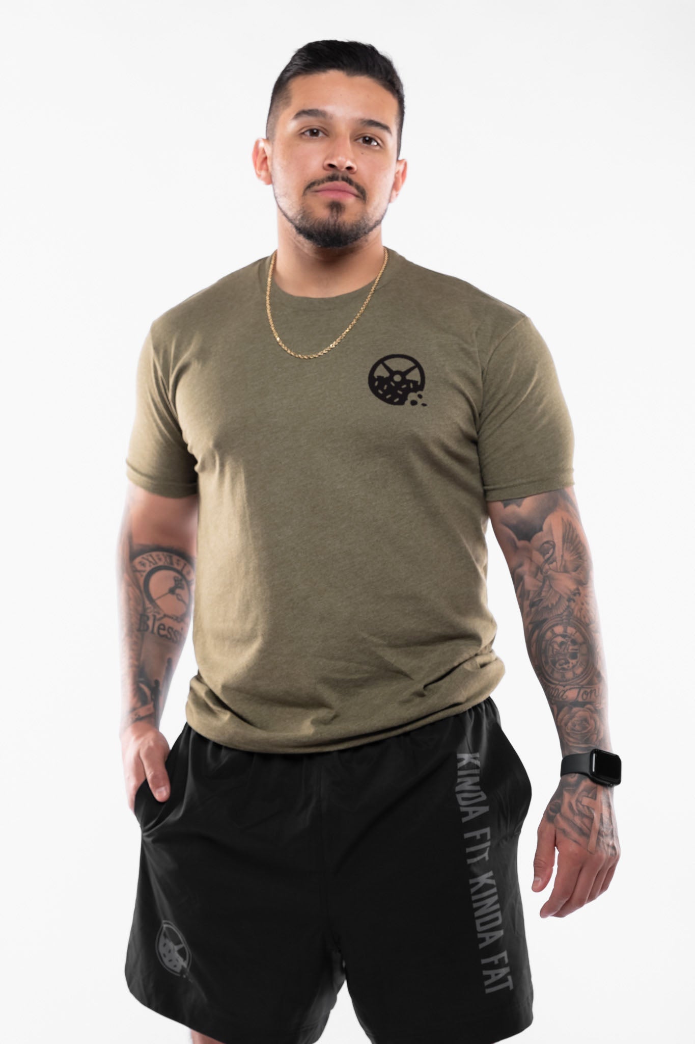 Kinda Fit Kinda Fat Bar Logo Tee (Military Green / Black)