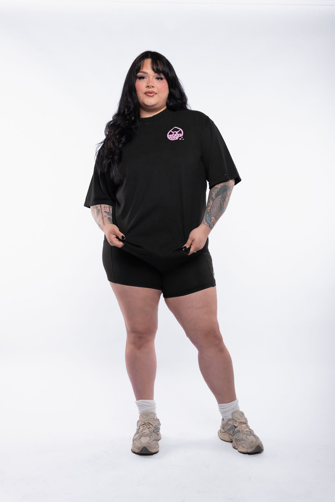 Kinda Fit Kinda Fat Fahrenheit Premium Oversized Tee (Black/Pink)