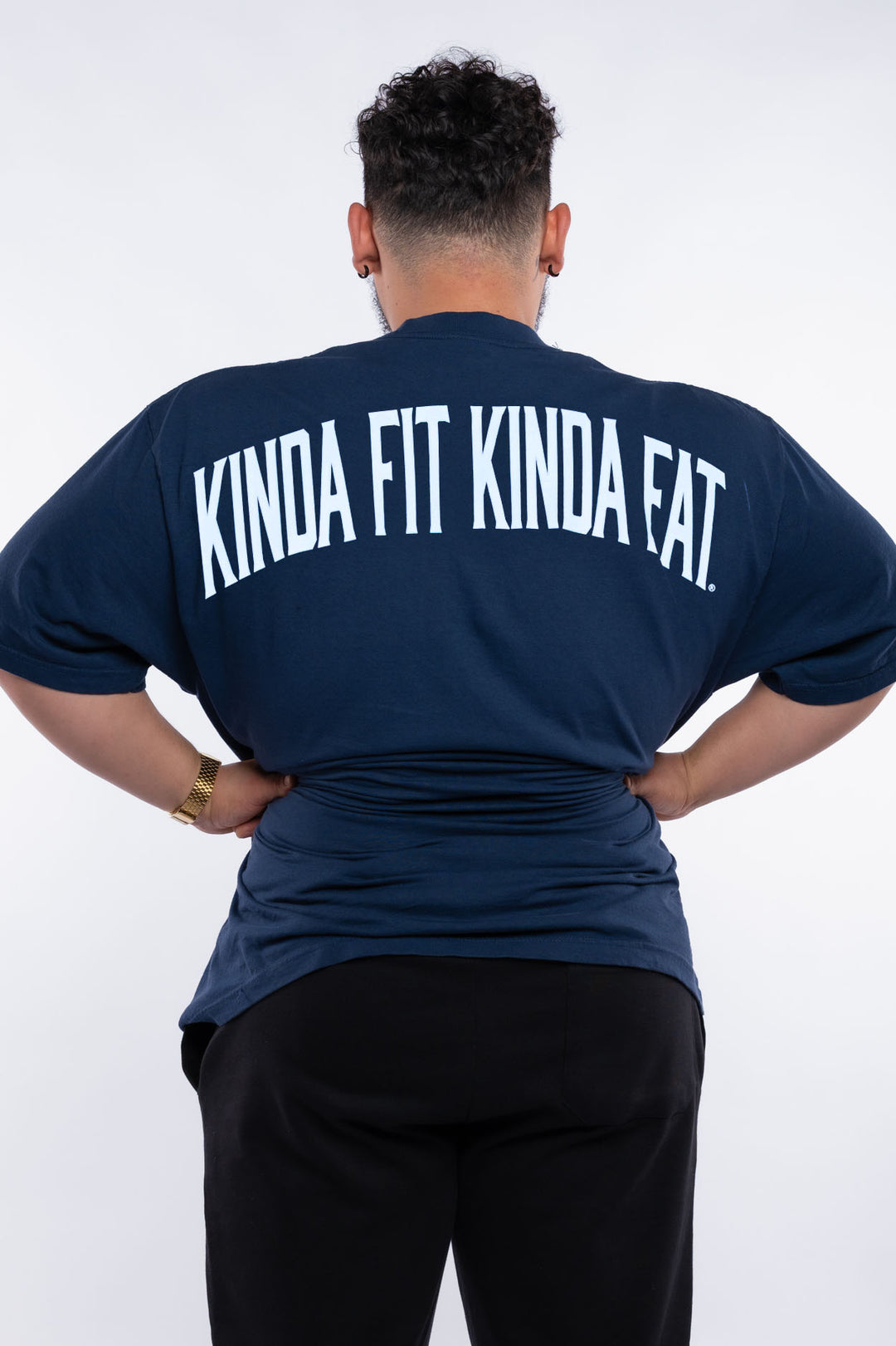 Kinda Fit Kinda Fat Fahrenheit Premium Oversized Tee (Navy)