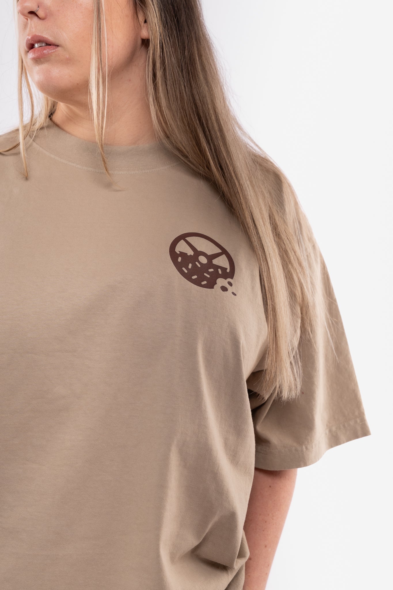 Kinda Fit Kinda Fat Fahrenheit Premium Oversized Tee (Tan)