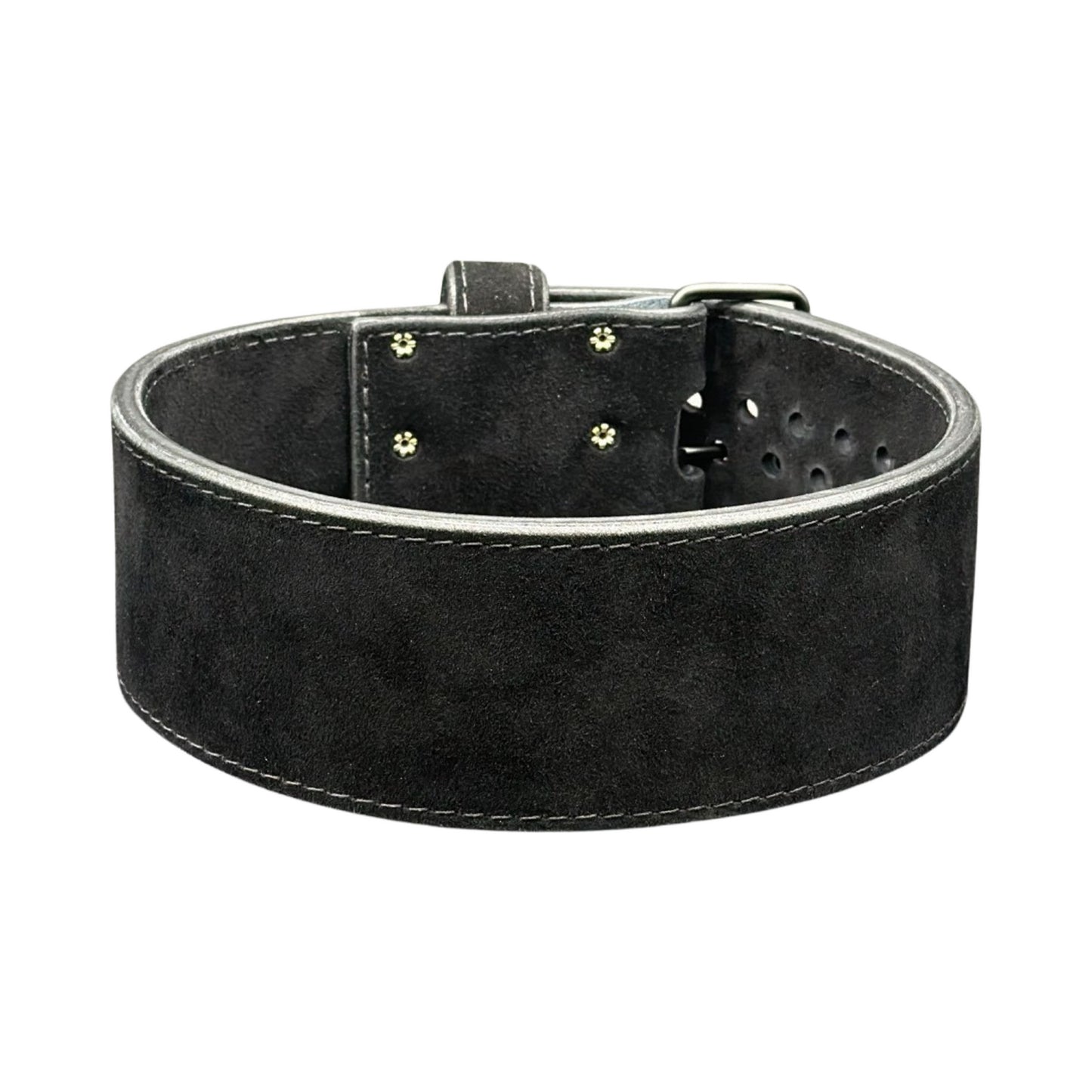 Pioneer Cut Powerlifting Belt – 10mm thick – 4" wide (All Black Suede)
