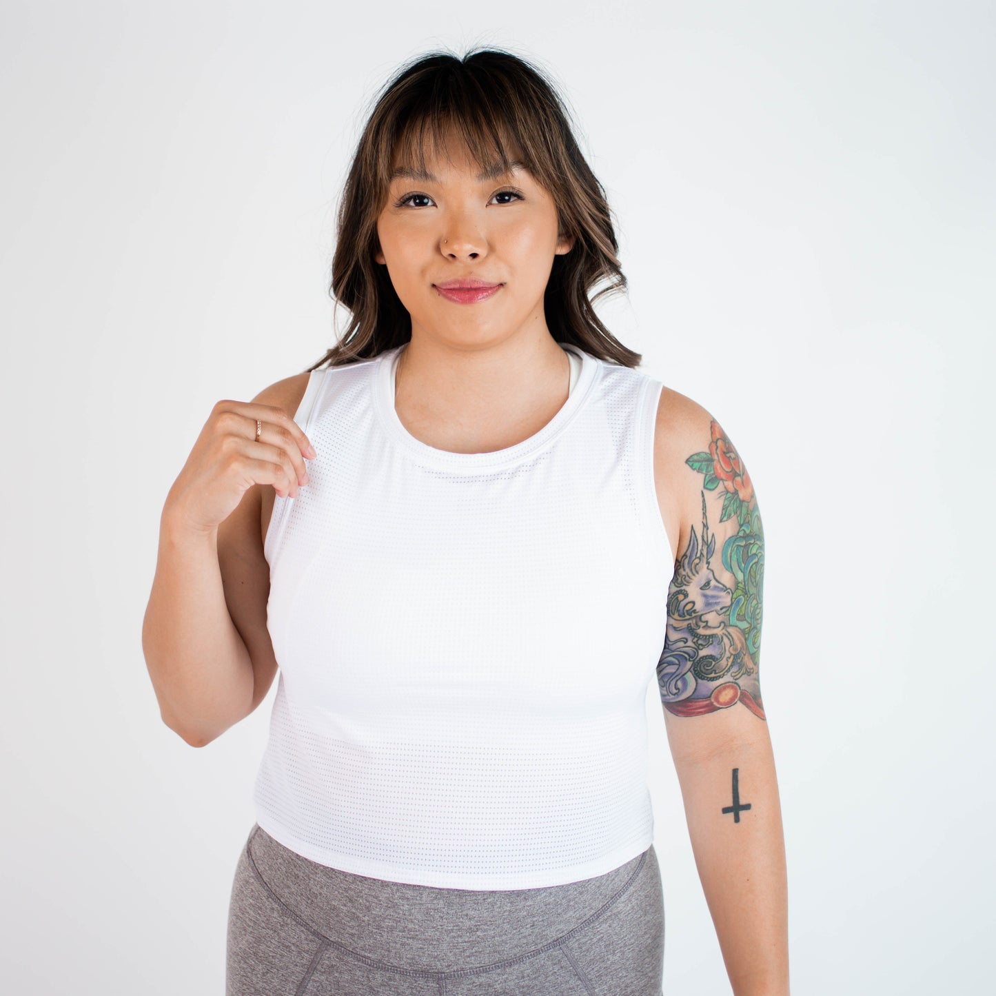 FLEO Dylan Muscle Crop Tank - White