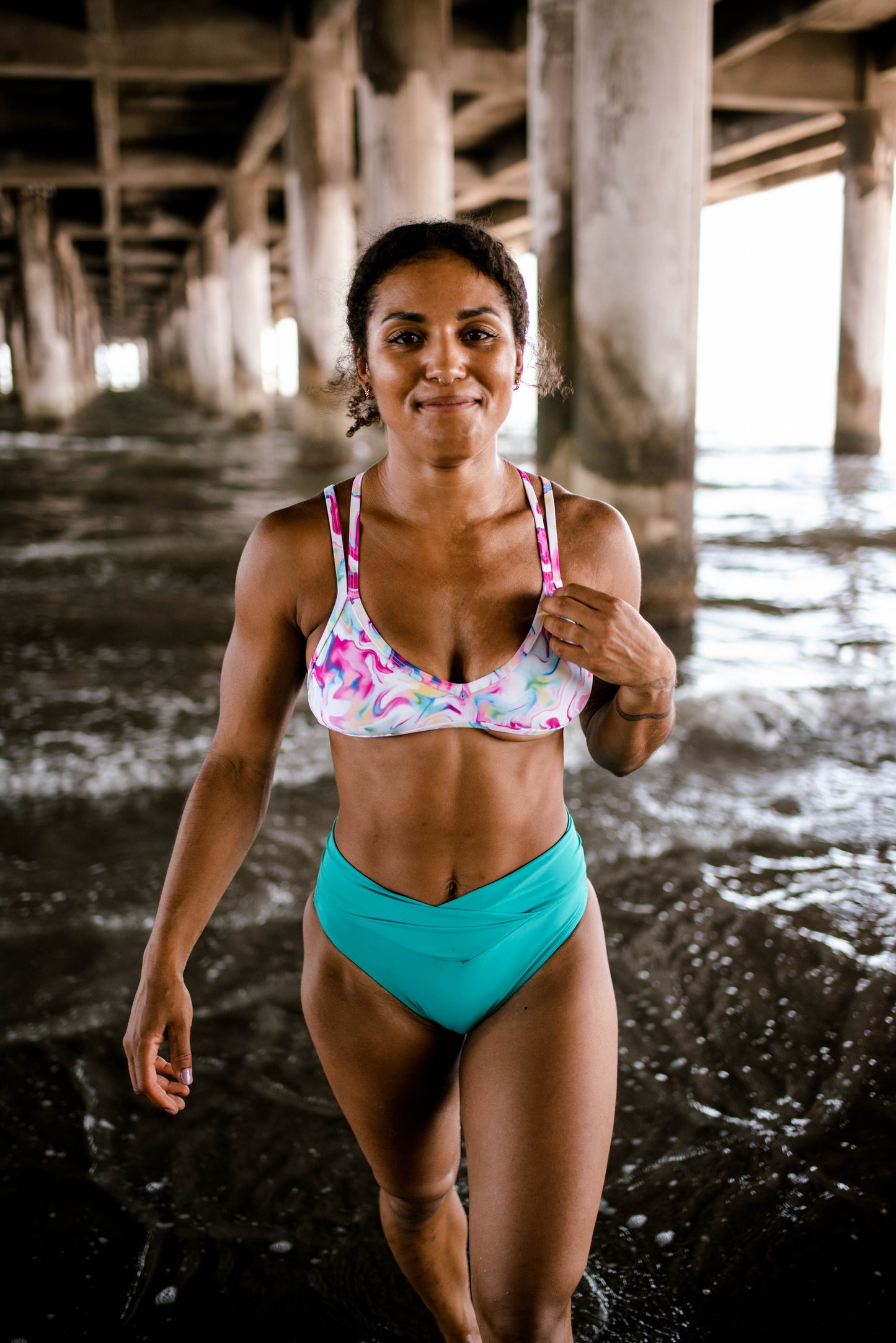 FLEO Tiki Triangle Bikini Top - Bubblegum Blur