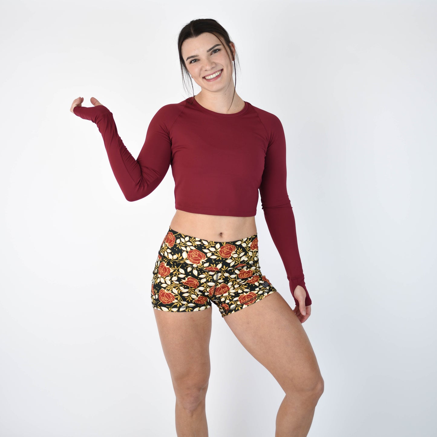 FLEO Foundation Long Sleeve Crop - Cabernet