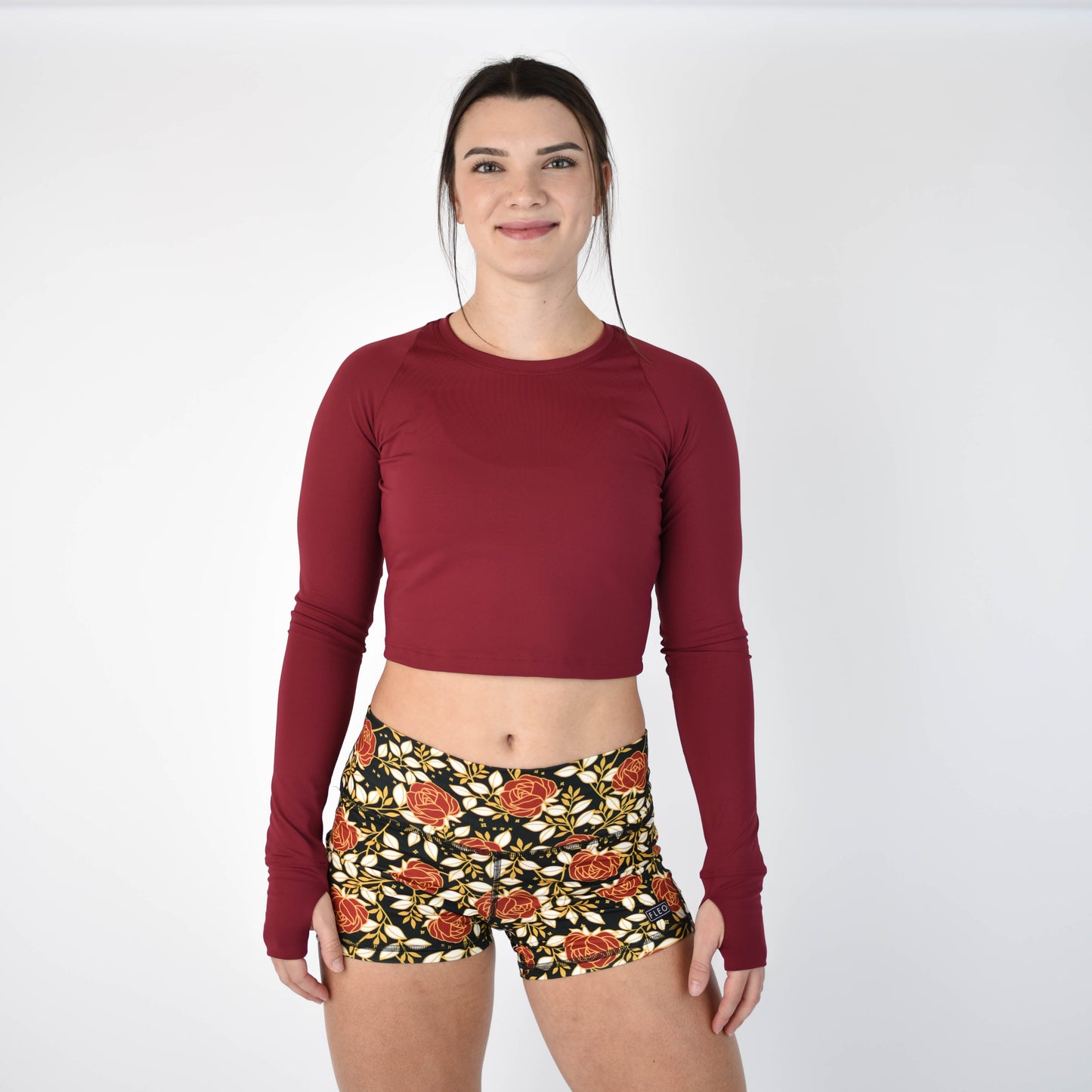 FLEO Foundation Long Sleeve Crop - Cabernet