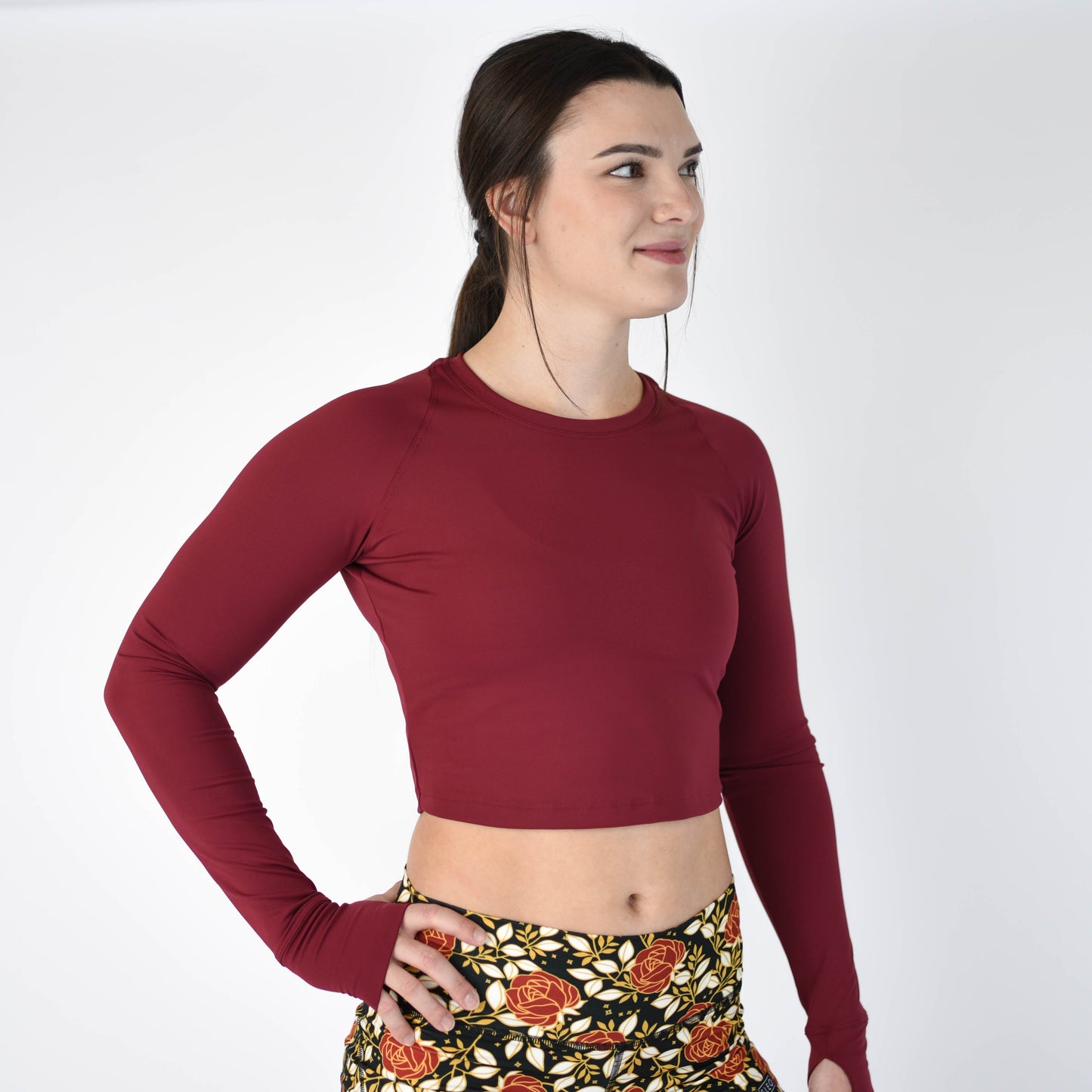FLEO Foundation Long Sleeve Crop - Cabernet