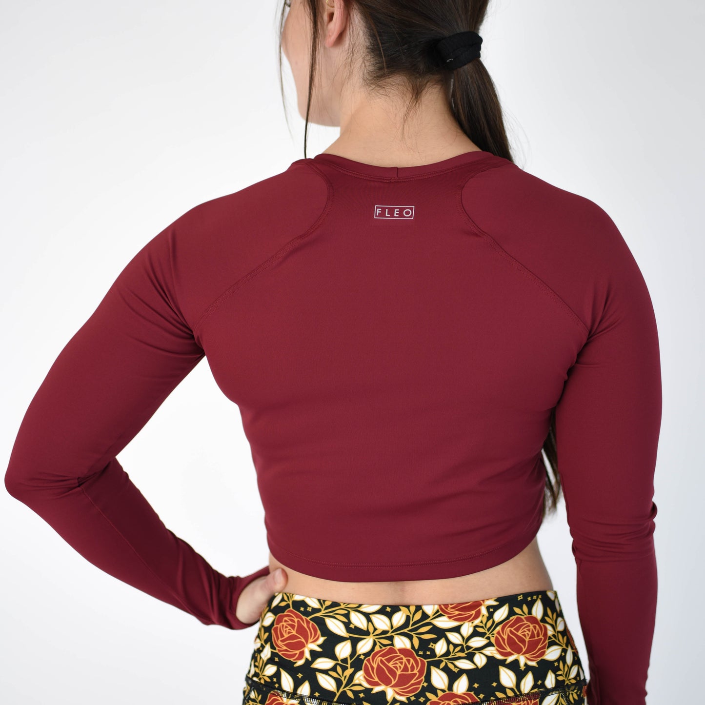 FLEO Foundation Long Sleeve Crop - Cabernet