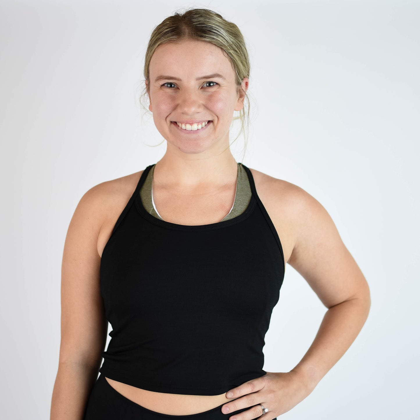 FLEO Ribbed Switch Up Crop Tank - Black