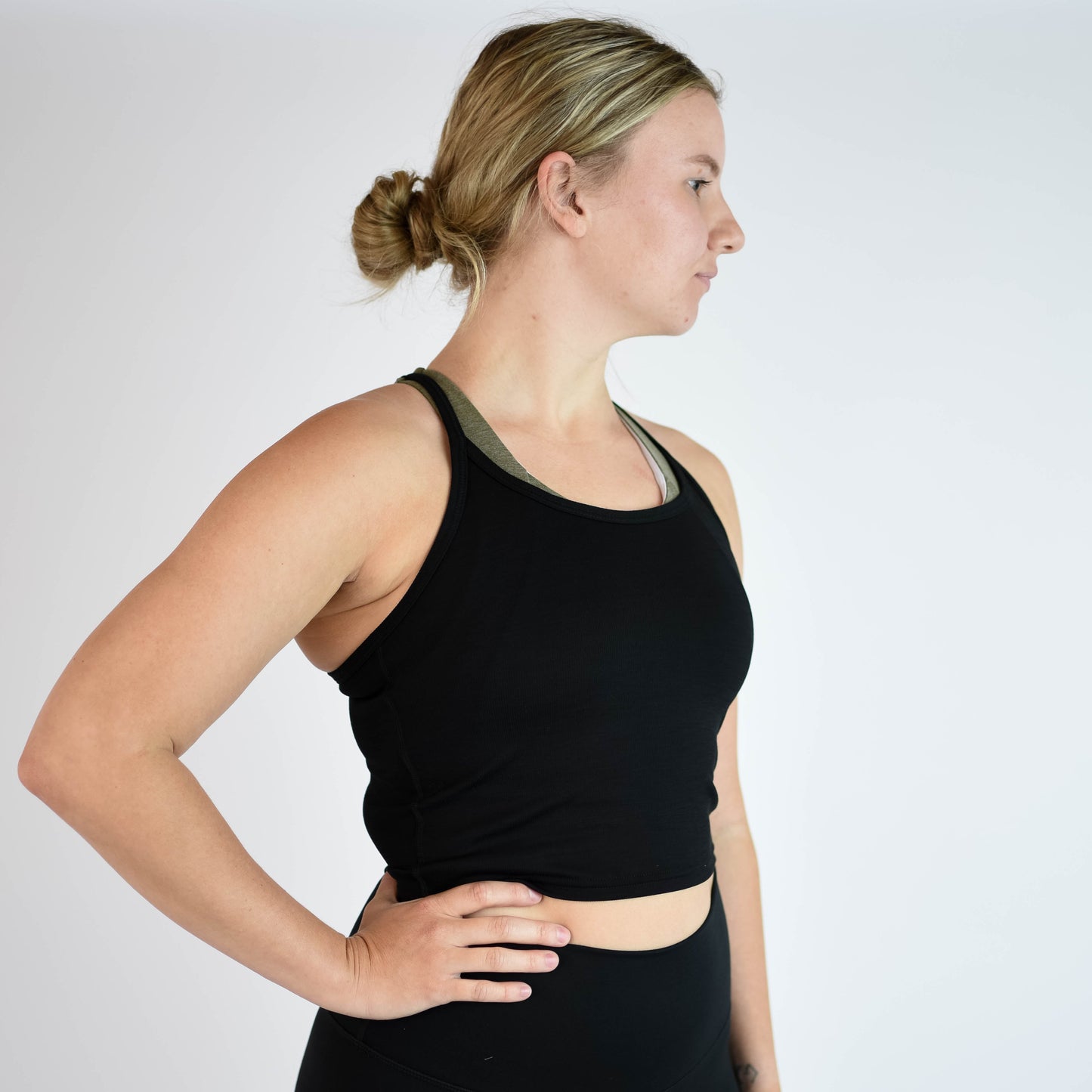 FLEO Ribbed Switch Up Crop Tank - Black