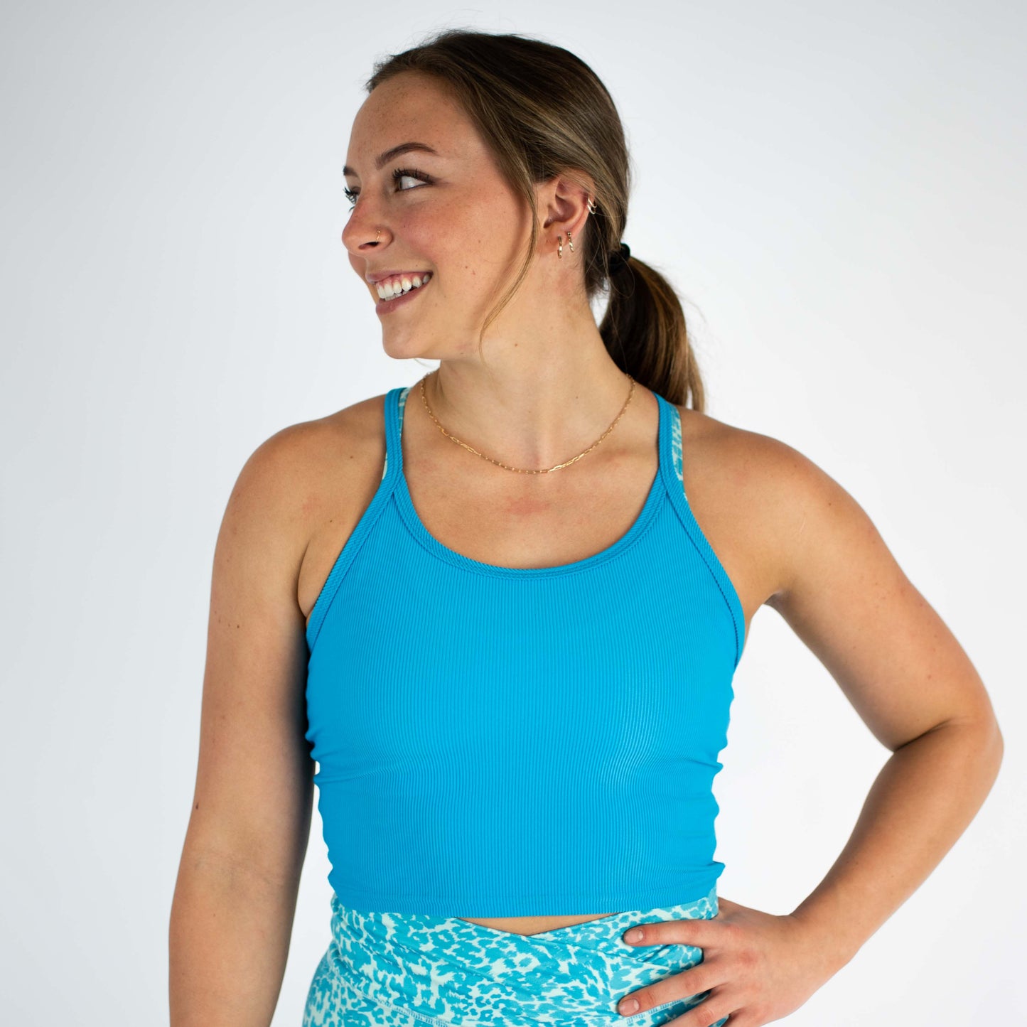 FLEO Switch Up Crop Tank - Turquoise