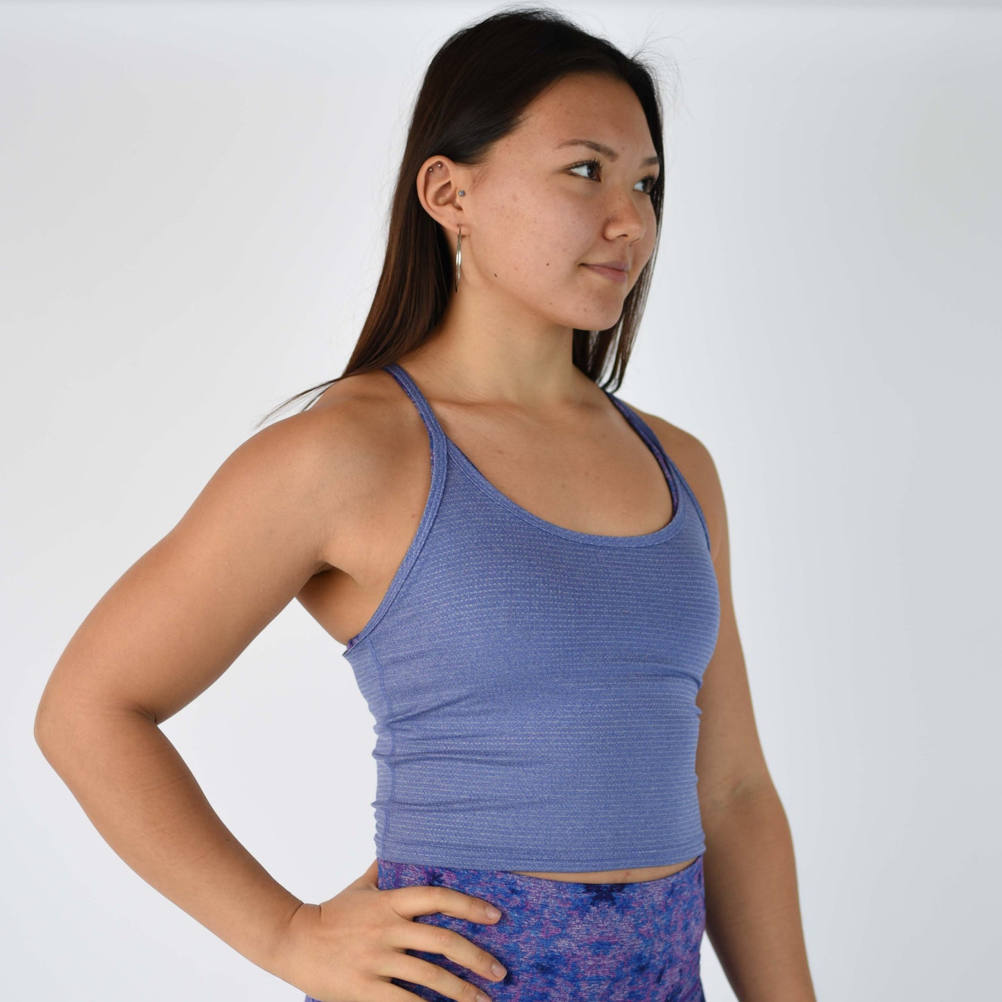 FLEO Switch Up Crop Tank - Heather Light Cobalt