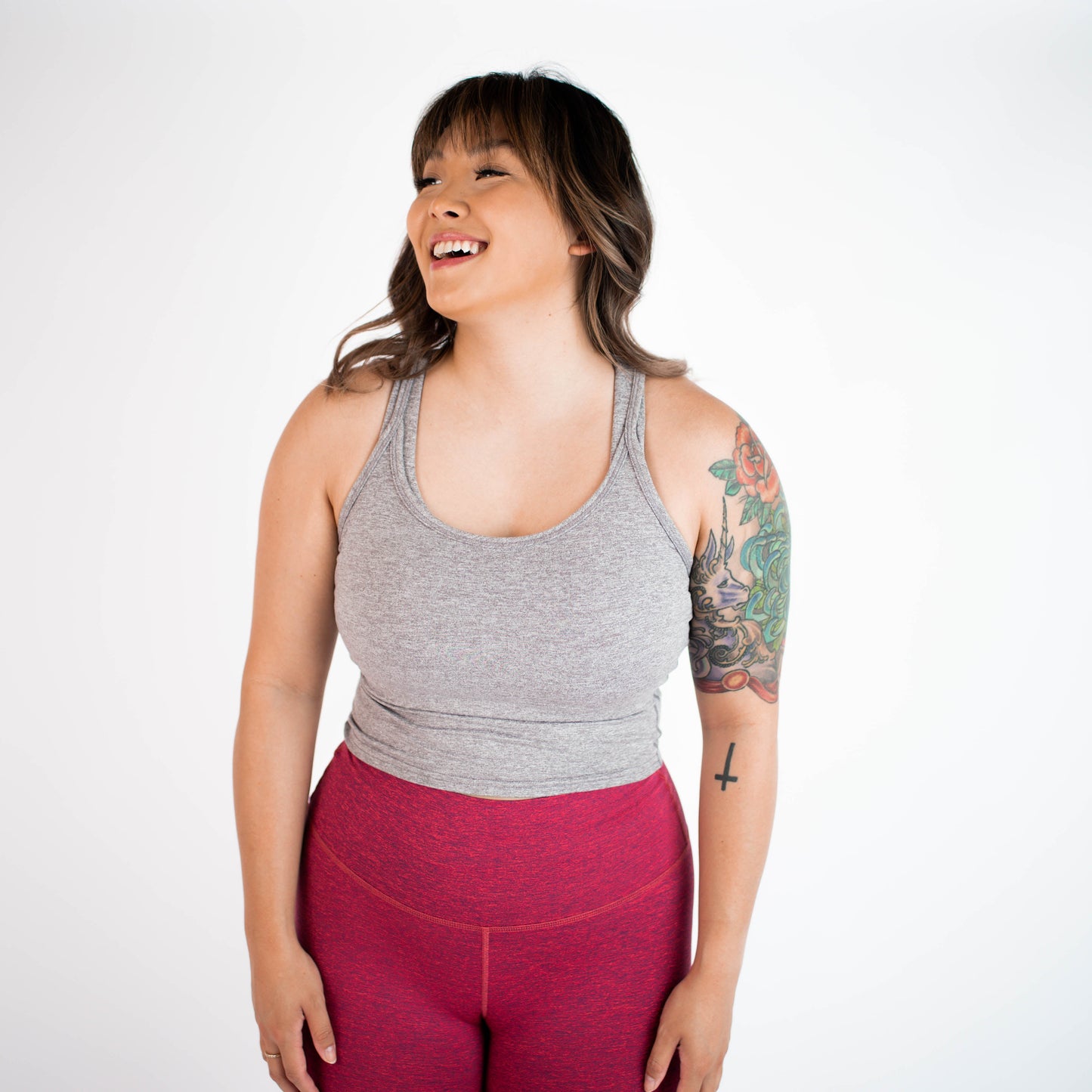 FLEO Switch Up Crop Tank - Heather Shark