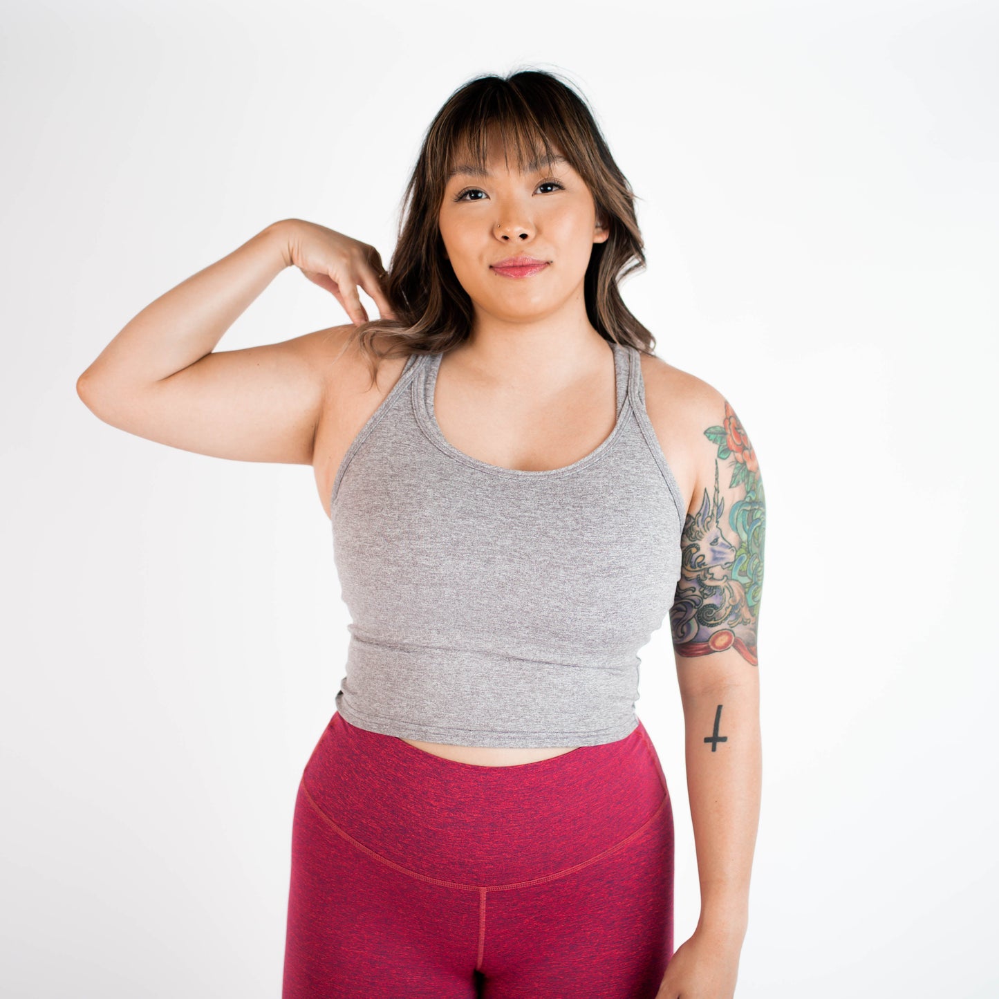 FLEO Switch Up Crop Tank - Heather Shark