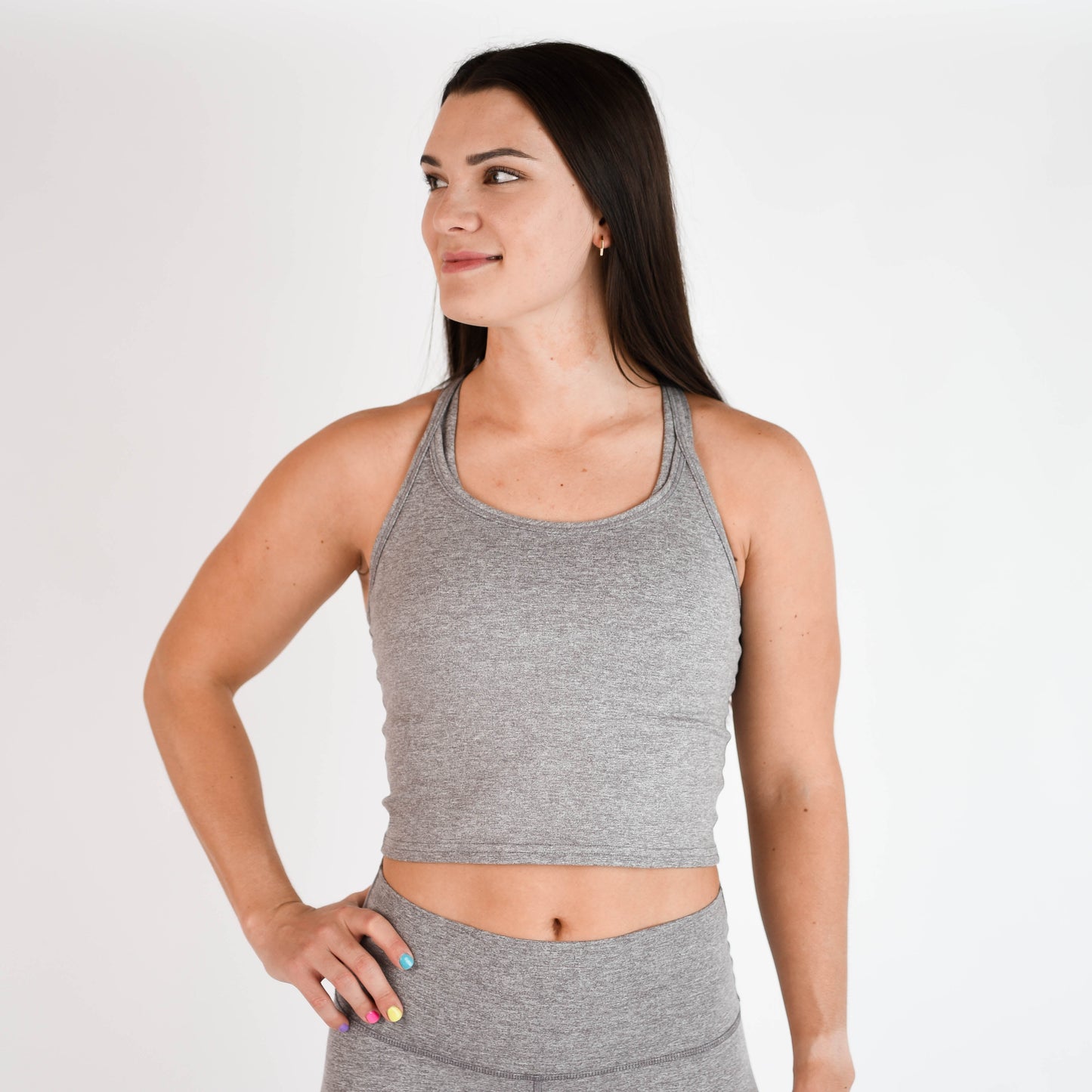 FLEO Switch Up Crop Tank - Heather Shark