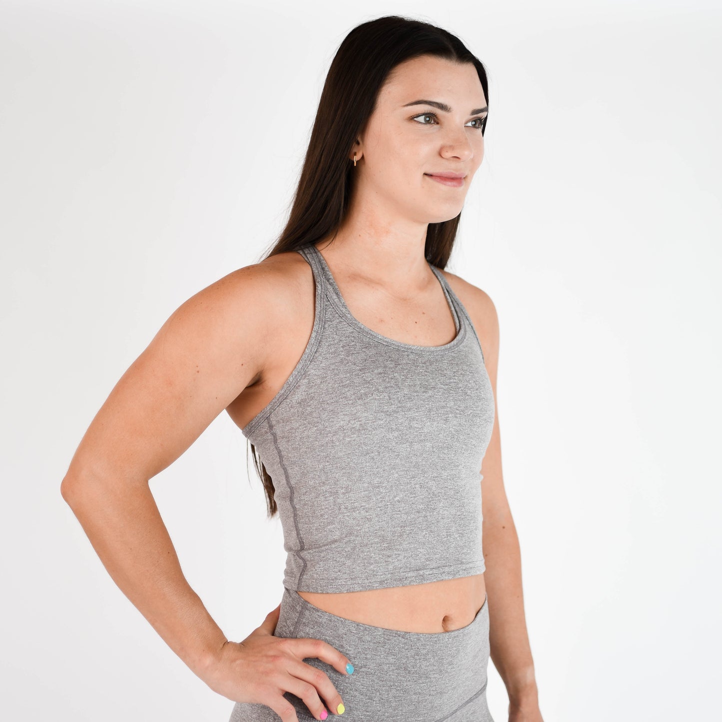 FLEO Switch Up Crop Tank - Heather Shark