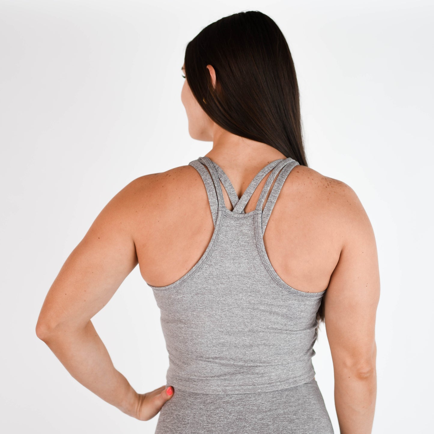 FLEO Switch Up Crop Tank - Heather Shark