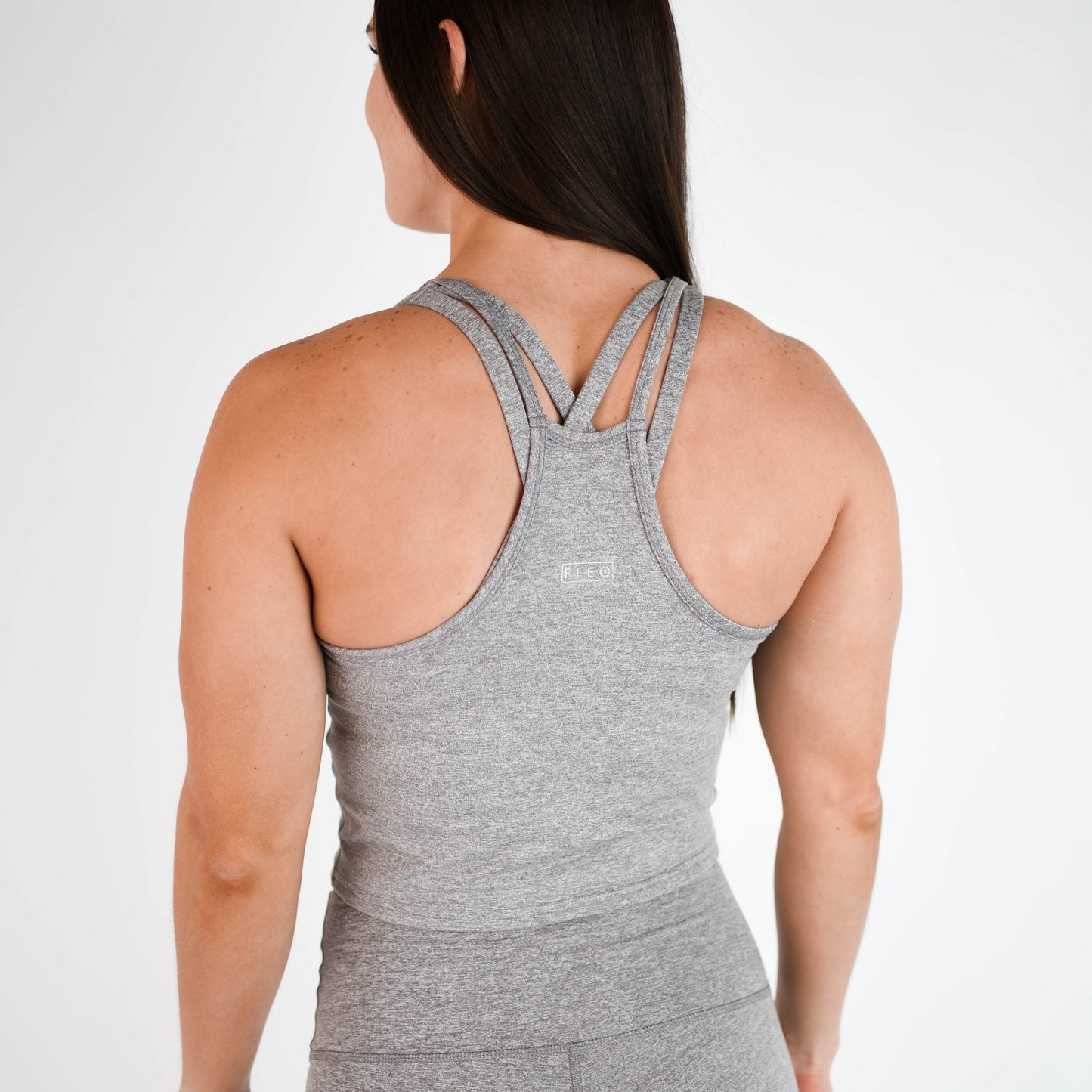 FLEO Switch Up Crop Tank - Heather Shark