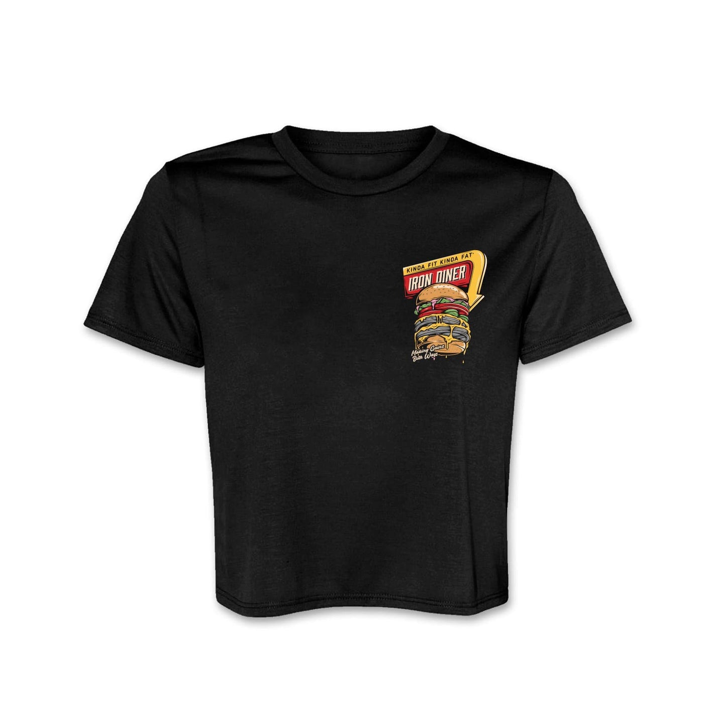 Kinda Fit Kinda Fat "Iron Diner" Burger Cropped Tee - 9 for 9