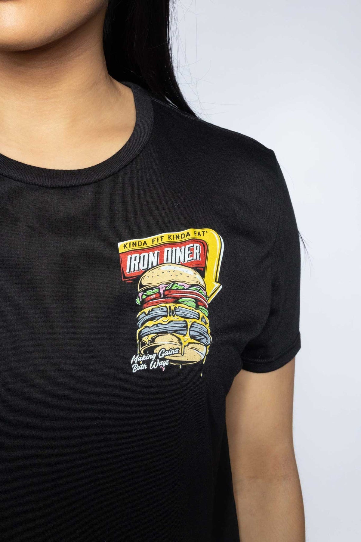 Kinda Fit Kinda Fat Iron Diner Burger Cropped Tee