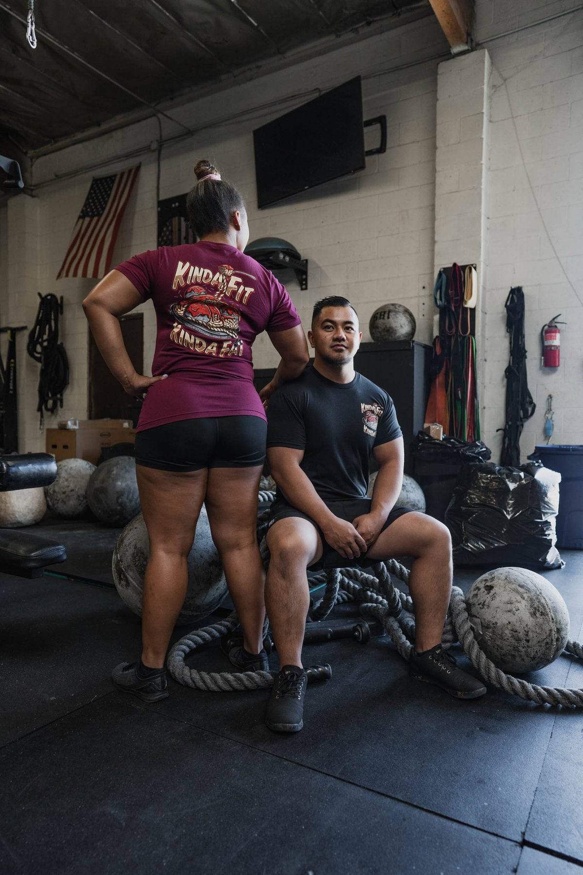 Kinda Fit Kinda Fat Strong Spaghetti Tee (Maroon) - 9 for 9