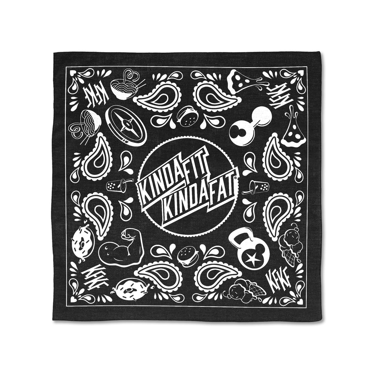 Kinda Fit Kinda Fat KFKF Black Bandana - 9 for 9