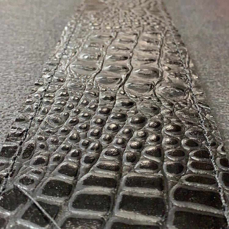 Pioneer Cut™ Powerlifting Belt – 10mm/13mm thick – 3"/4" wide ("Italian" Black Embossed Crocodile) - 9 for 9