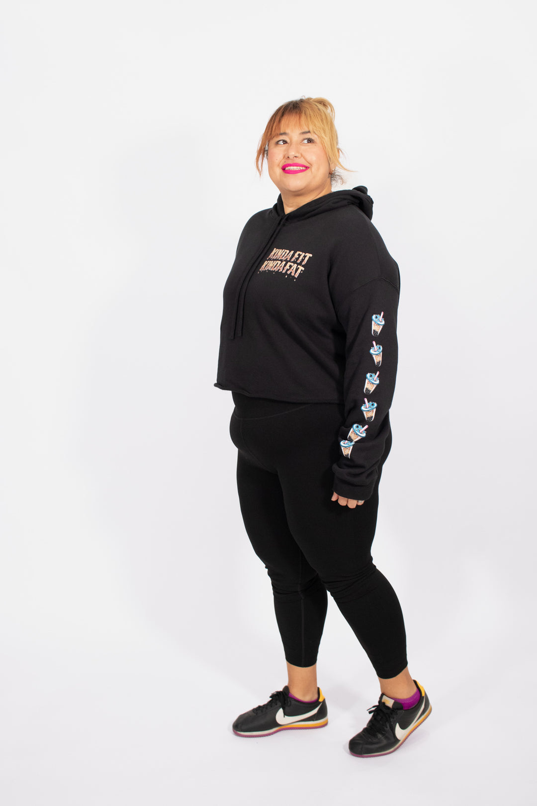 Kinda Fit Kinda Fat Boba Bell Cropped Hoodie