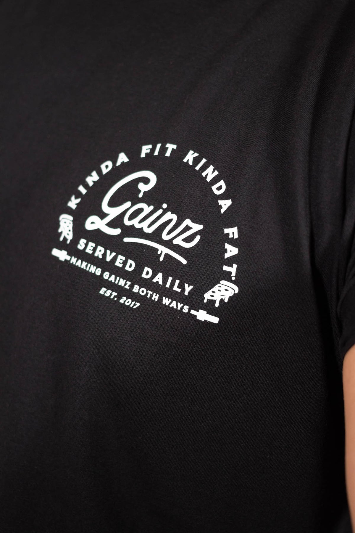 Kinda Fit Kinda Fat Gainz Served Daily Tee (Black)