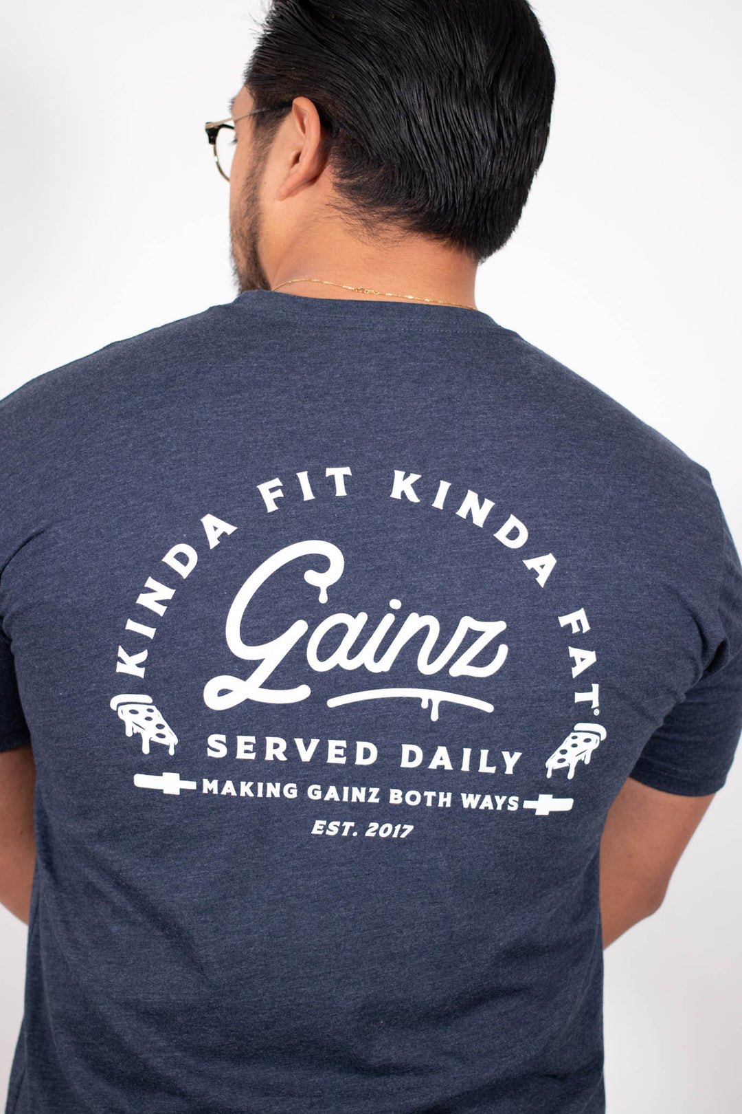 Kinda Fit Kinda Fat Gainz Served Daily Tee (Blue)