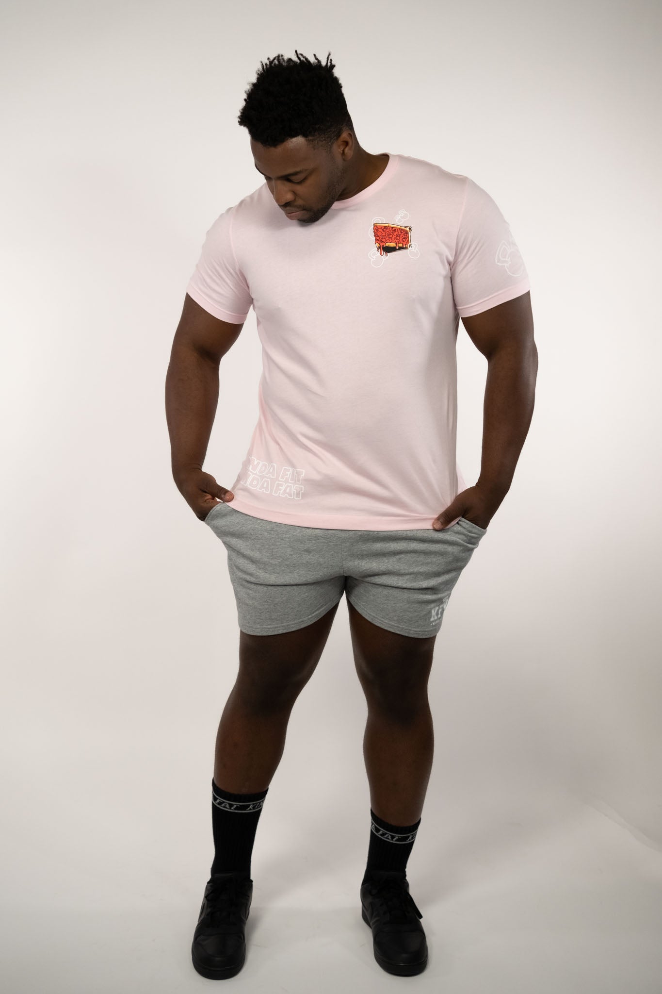 Kinda Fit Kinda Fat In Gainz We Crust Tee (Pink)
