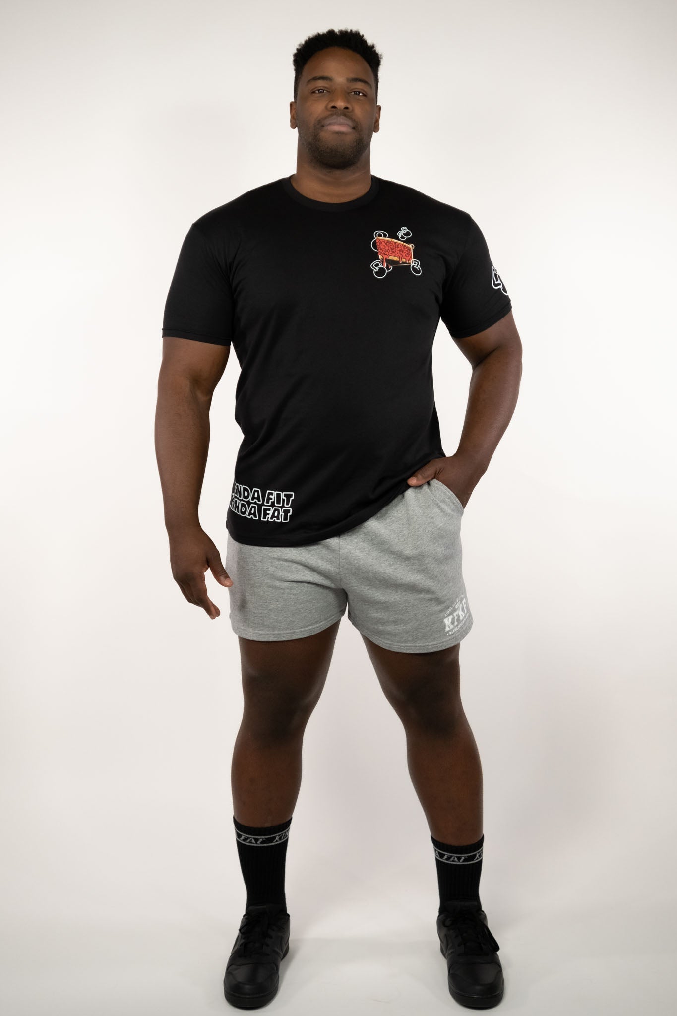 Kinda Fit Kinda Fat In Gainz We Crust Tee (Black)