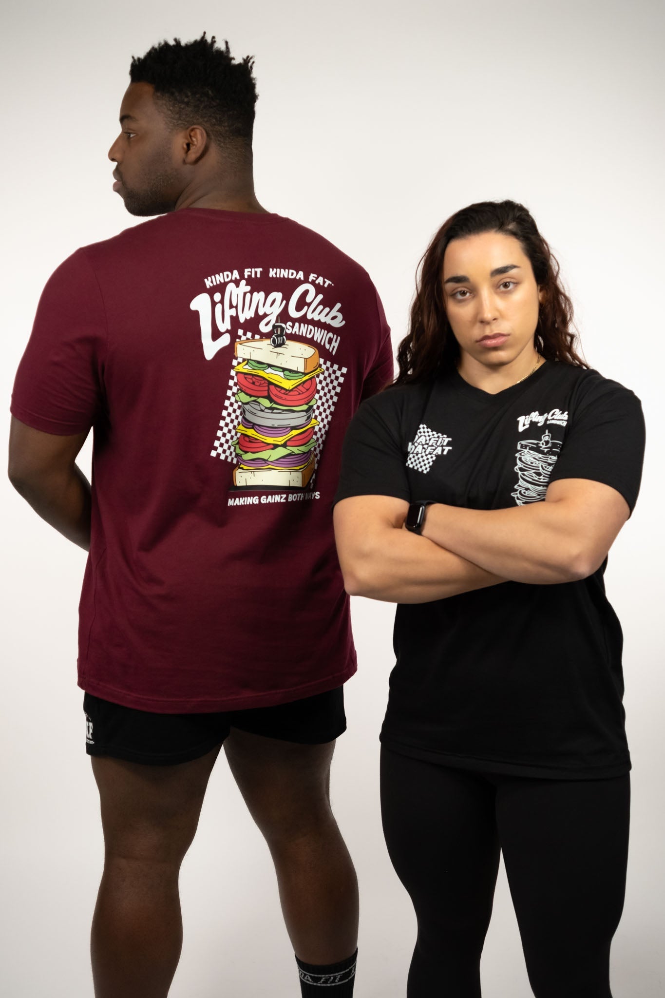 Kinda Fit Kinda Fat Lifting Club Sandwich Tee (Maroon)