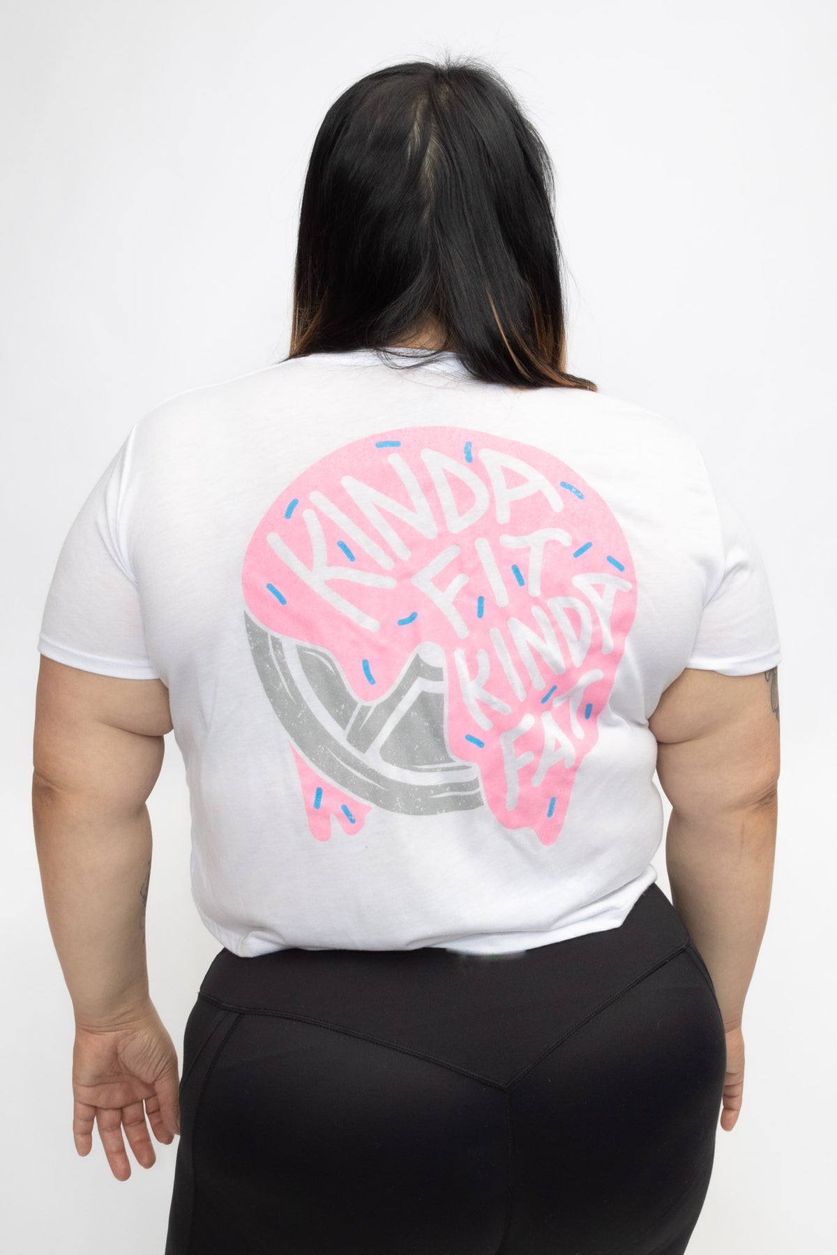 Kinda Fit Kinda Fat Frosted Plates Cropped Tee (White)