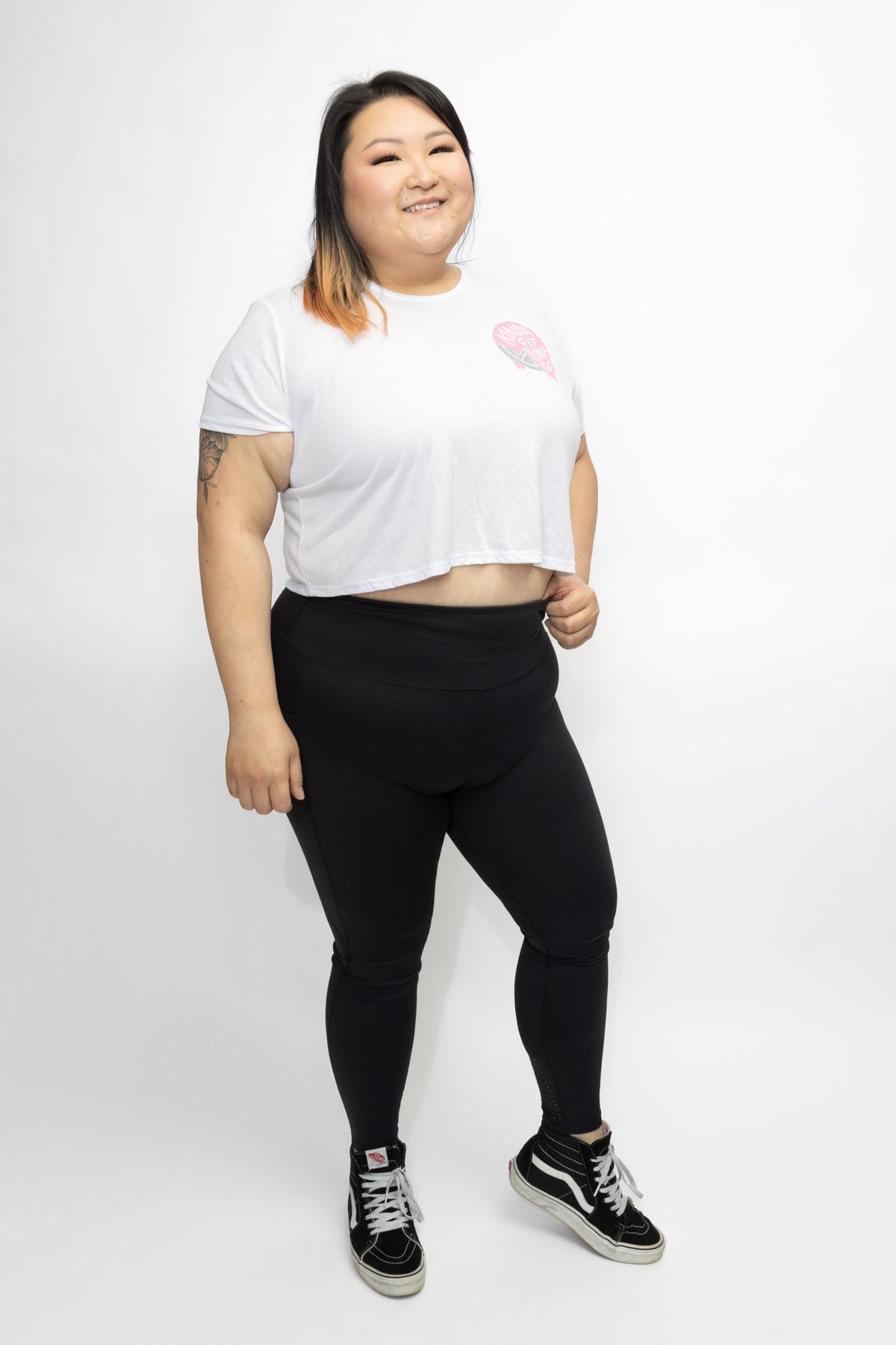 Kinda Fit Kinda Fat Frosted Plates Cropped Tee (White)