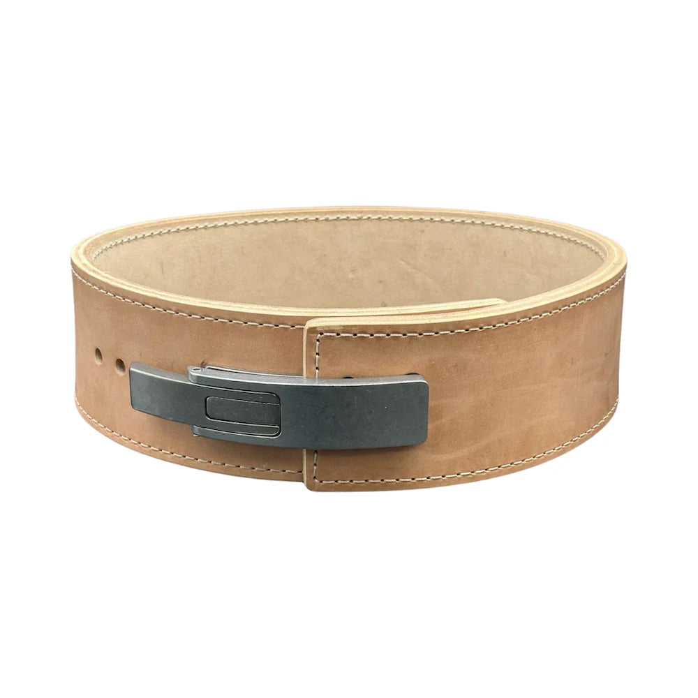 Pioneer Fitness Untreated Powerlifting Lever Belt – 10mm thick – 4" wide - Standard Silver Lever