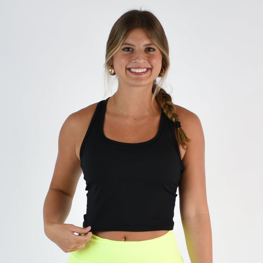 FLEO Racerback Crop Tank - Black