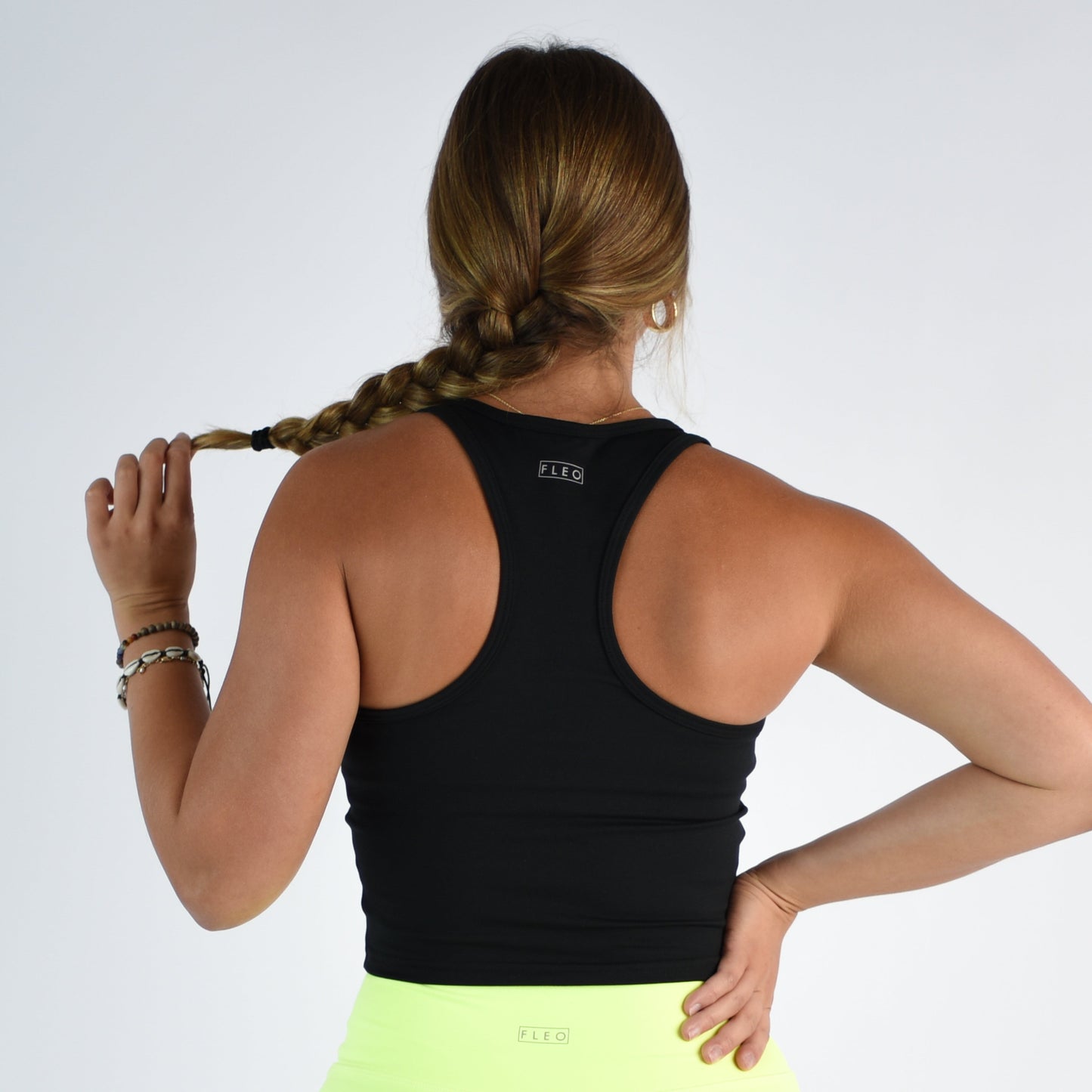 FLEO Racerback Crop Tank - Black
