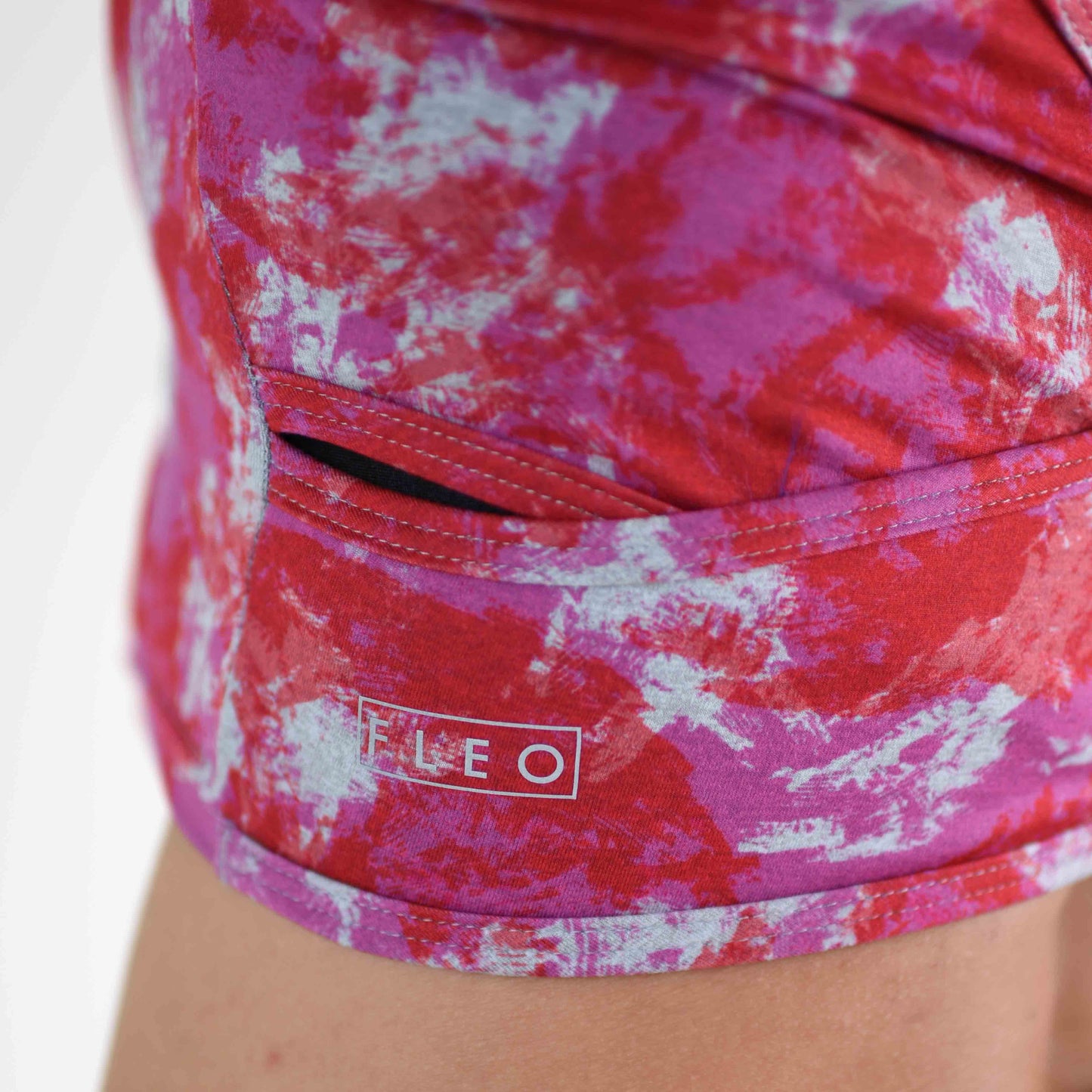 FLEO Wrap Crop Tank - Heather Watermelon Wave