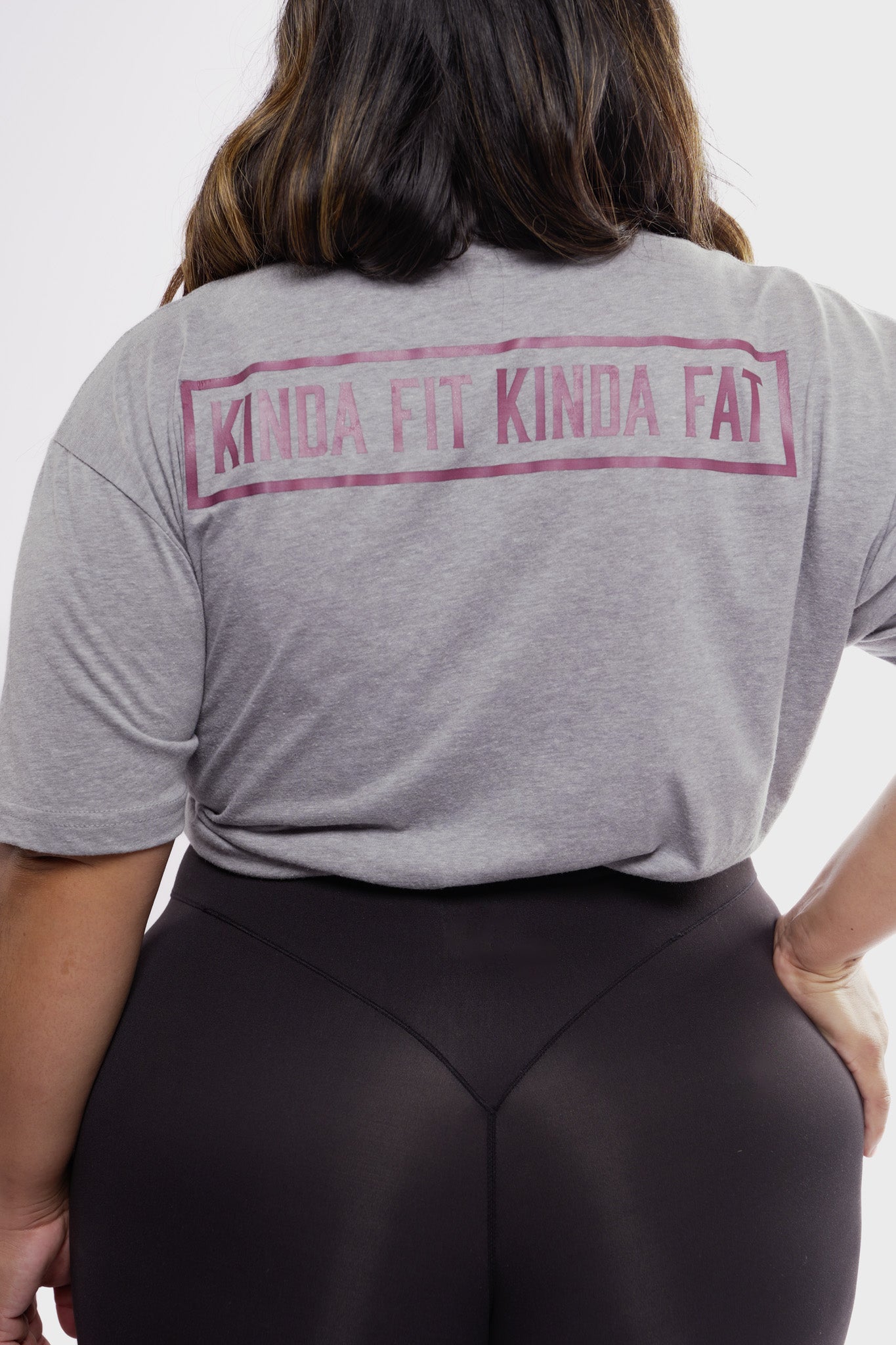 Kinda Fit Kinda Fat Bar Logo Tee (Heather Grey / Berry)