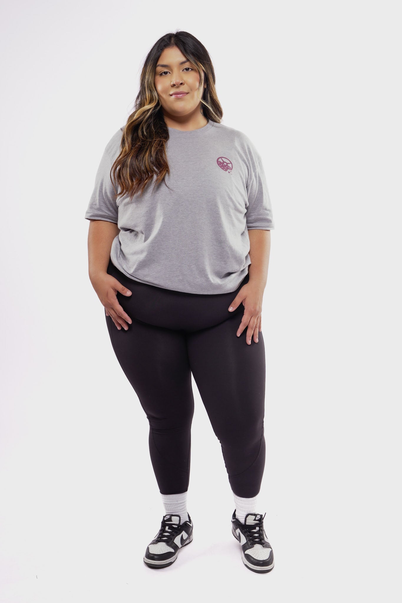 Kinda Fit Kinda Fat Bar Logo Tee (Heather Grey / Berry)