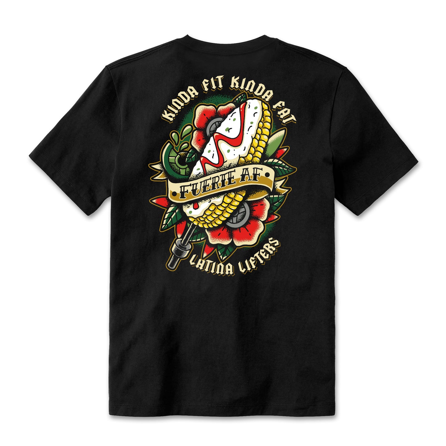 Kinda Fit Kinda Fat KFKF x Latina Lifters Elote Fuerte Tee (Black)