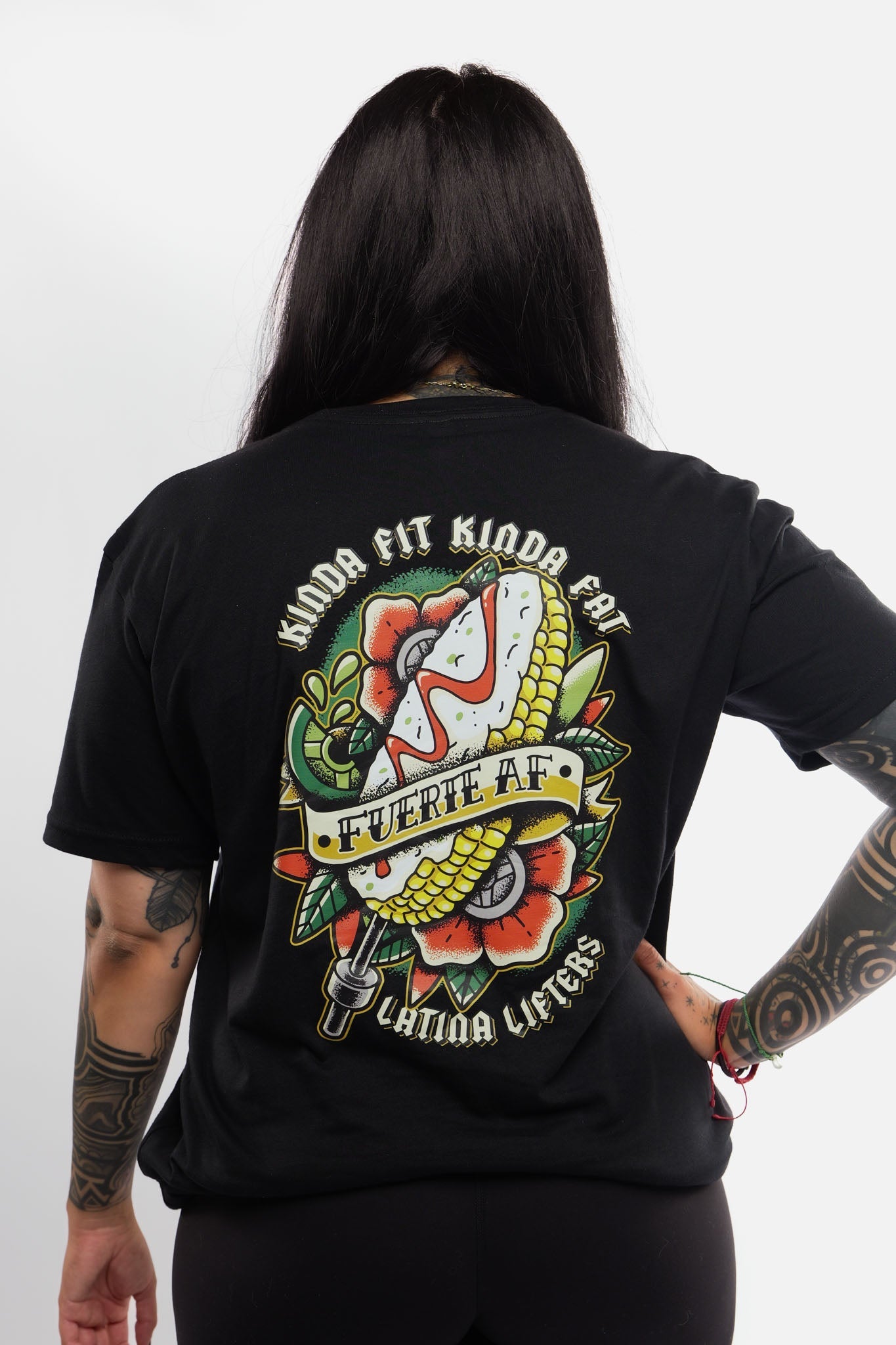 Kinda Fit Kinda Fat KFKF x Latina Lifters Elote Fuerte Tee (Black)