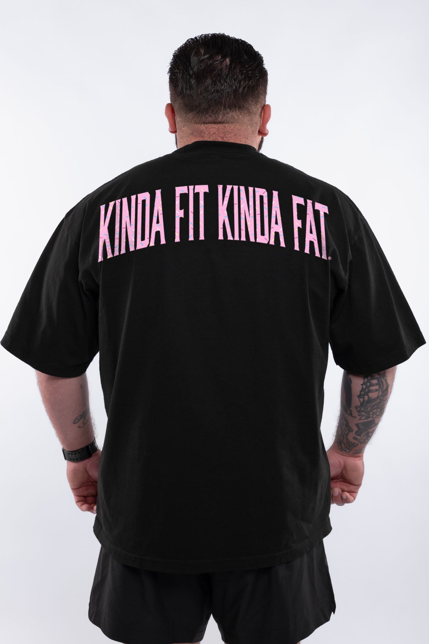 Kinda Fit Kinda Fat Fahrenheit Premium Oversized Tee (Black/Pink)