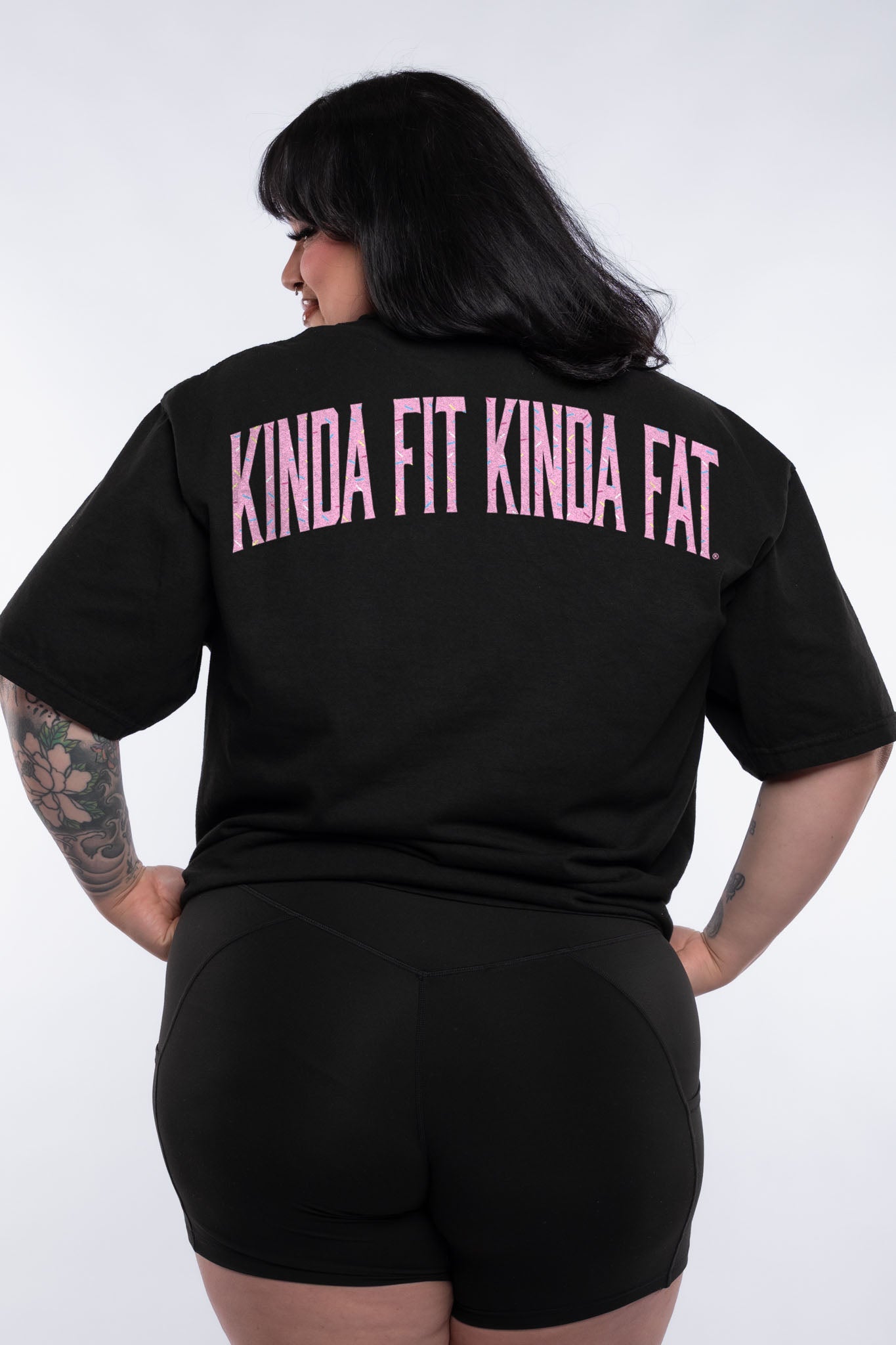 Kinda Fit Kinda Fat Fahrenheit Premium Oversized Tee (Black/Pink)