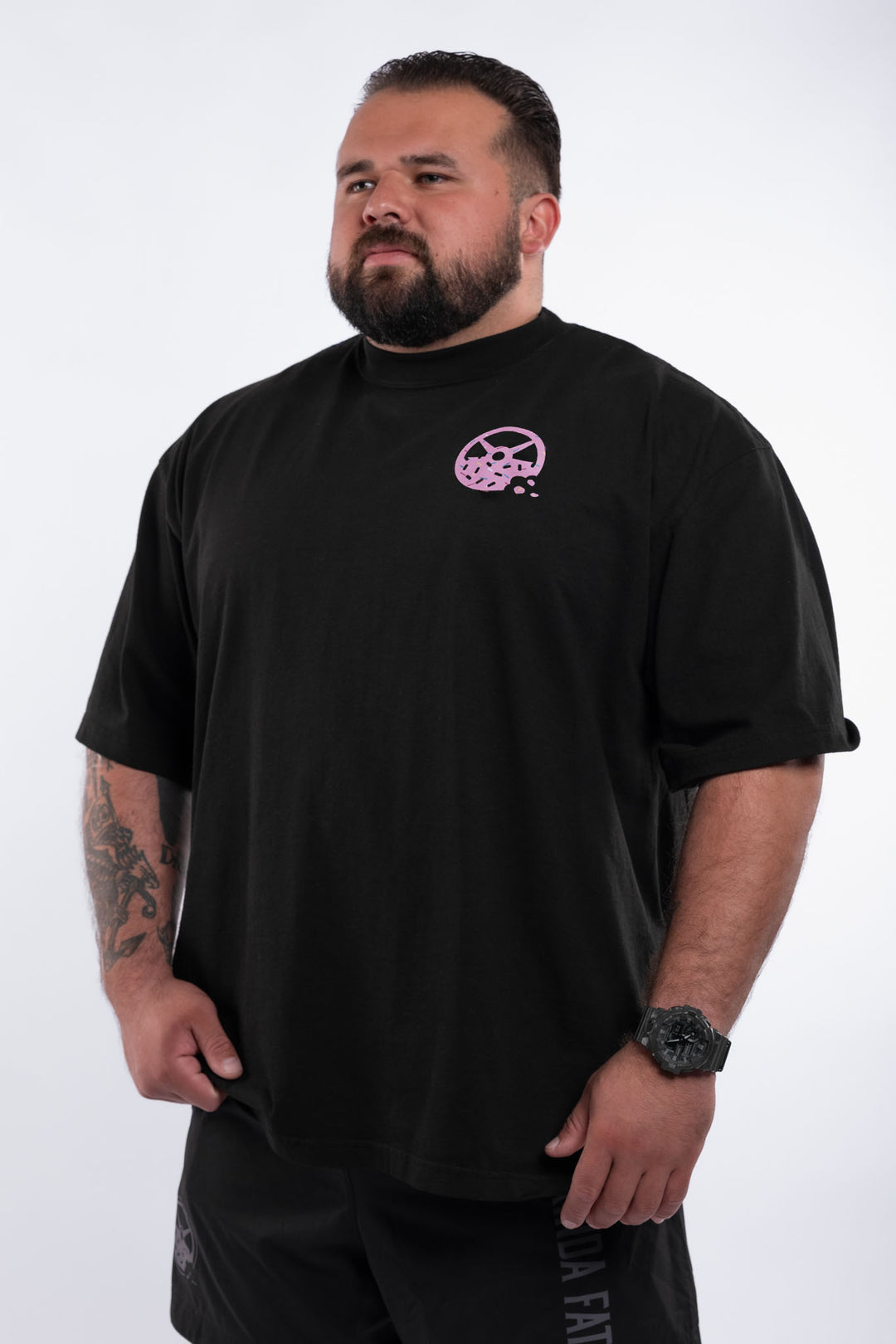 Kinda Fit Kinda Fat Fahrenheit Premium Oversized Tee (Black/Pink)