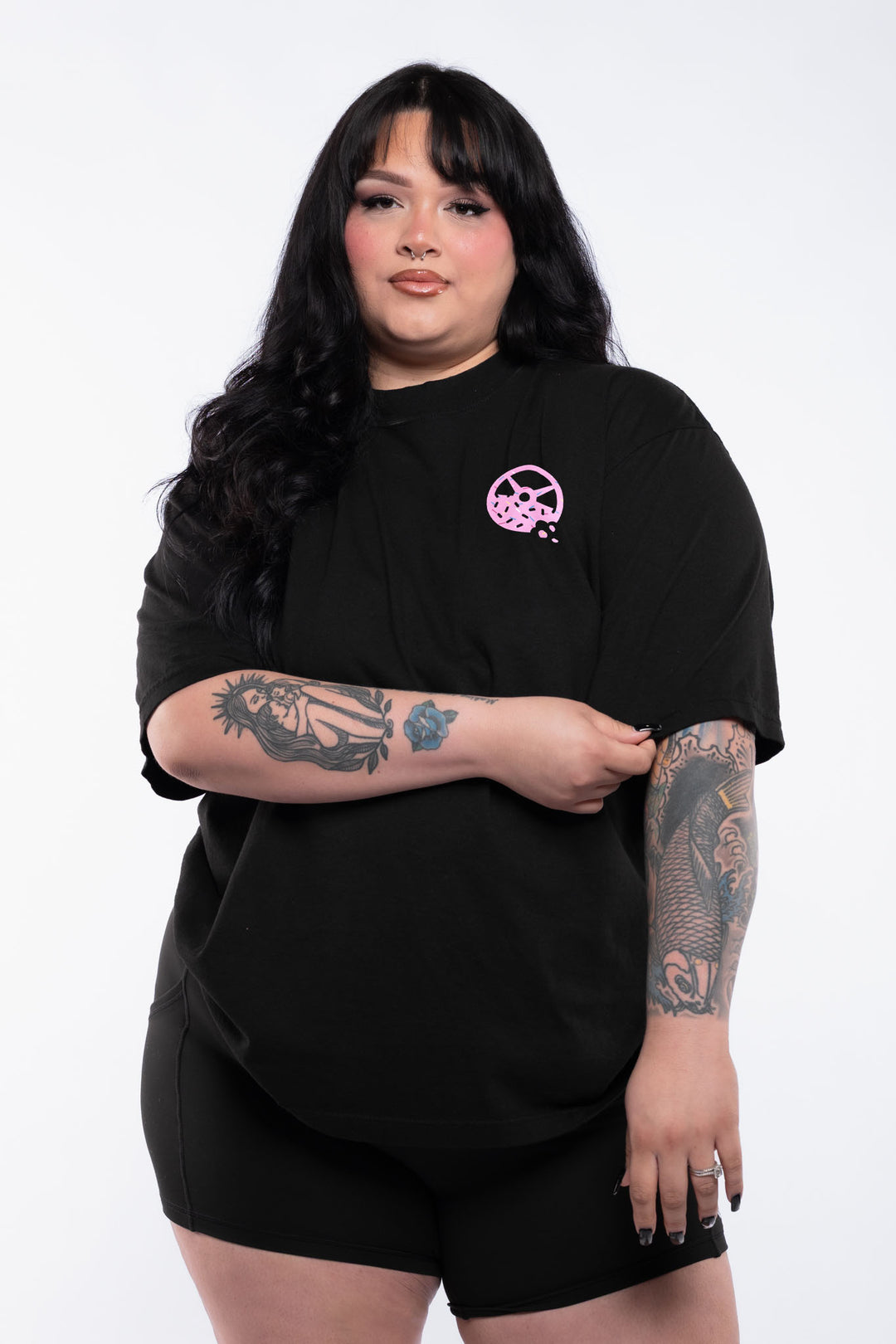 Kinda Fit Kinda Fat Fahrenheit Premium Oversized Tee (Black/Pink)