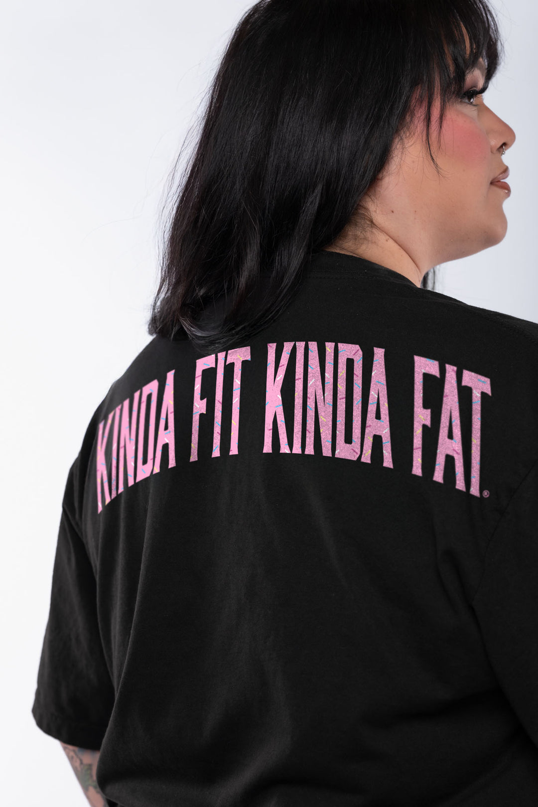 Kinda Fit Kinda Fat Fahrenheit Premium Oversized Tee (Black/Pink)